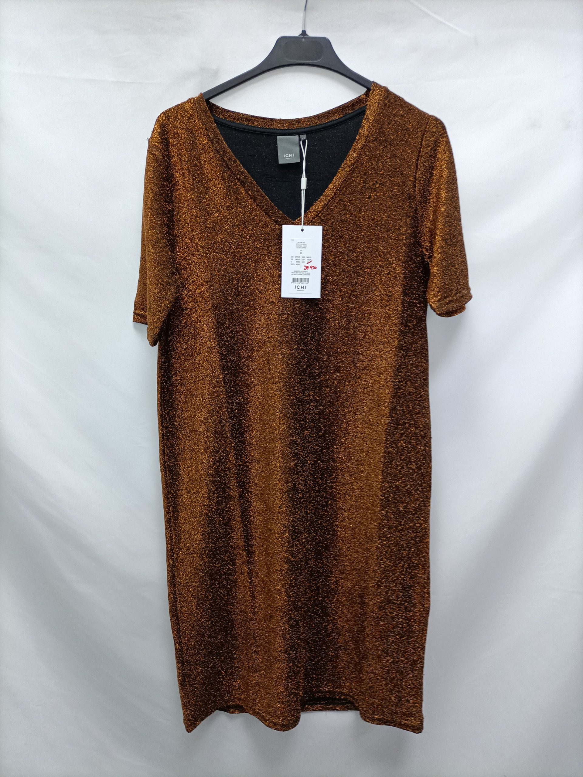 ICHI. Vestido elástico purpurina T.xs