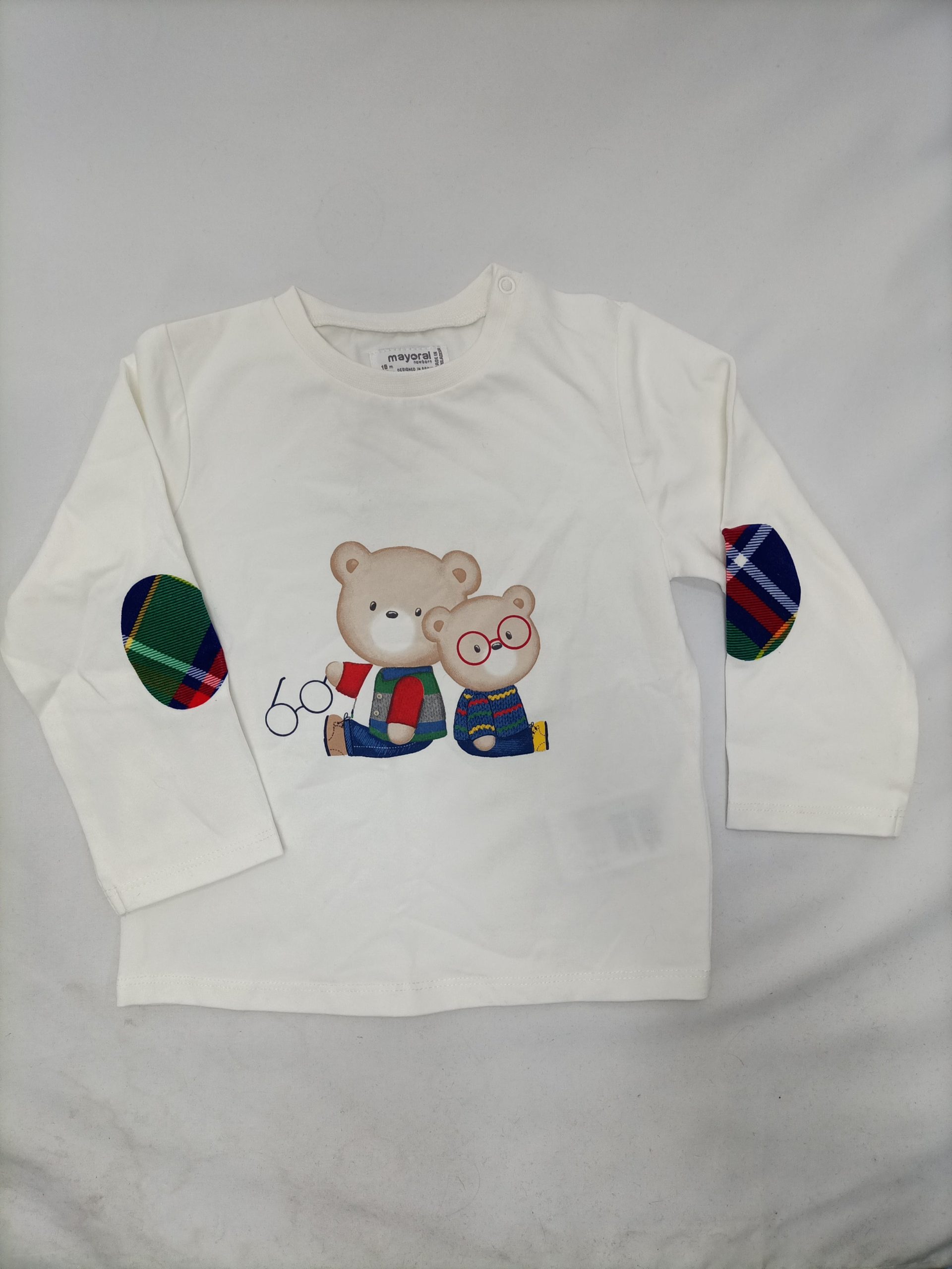 MAYORAL. Camiseta blanca osos T.18 meses