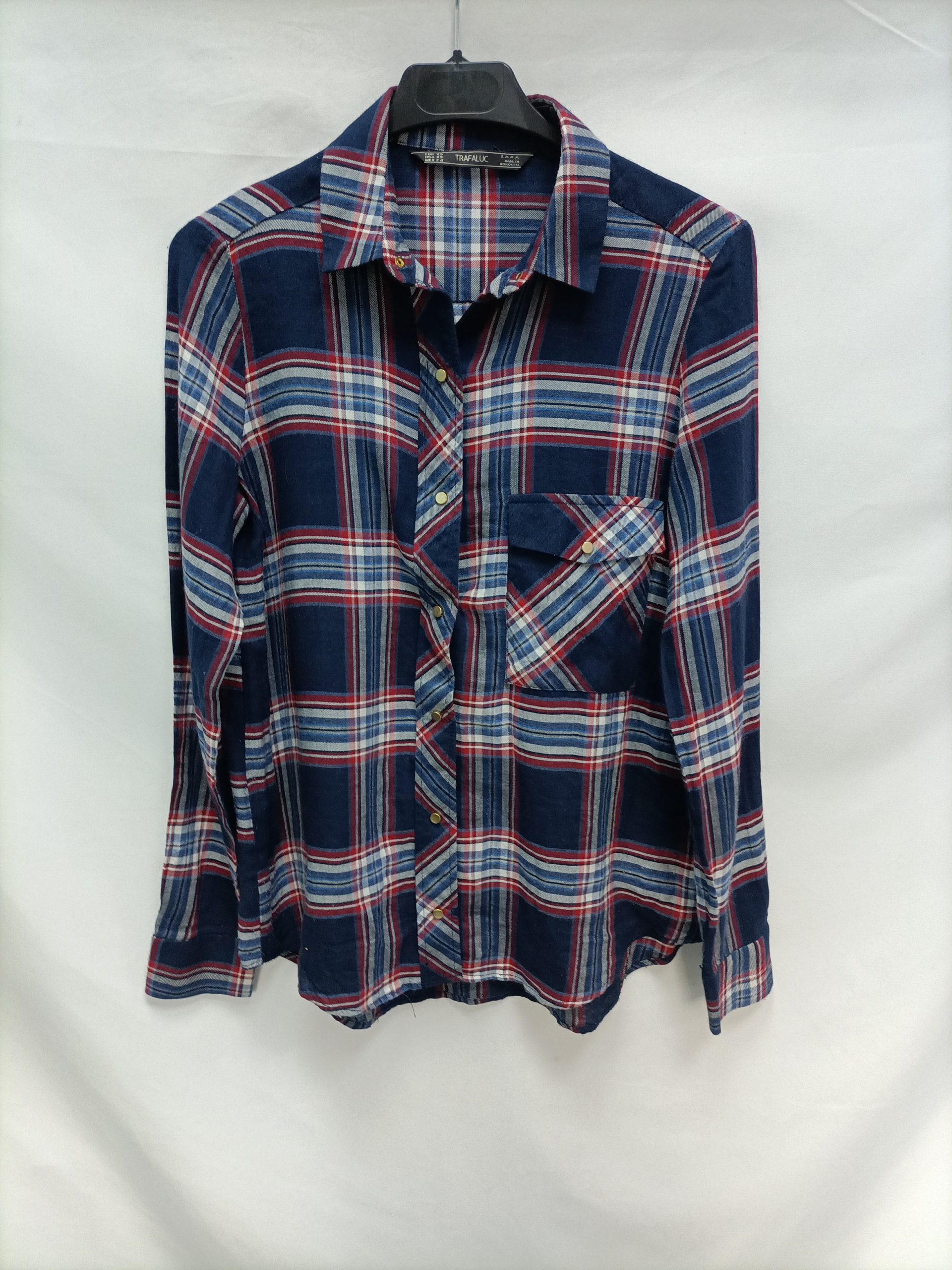 ZARA. Camisa azul cuadros T.xs