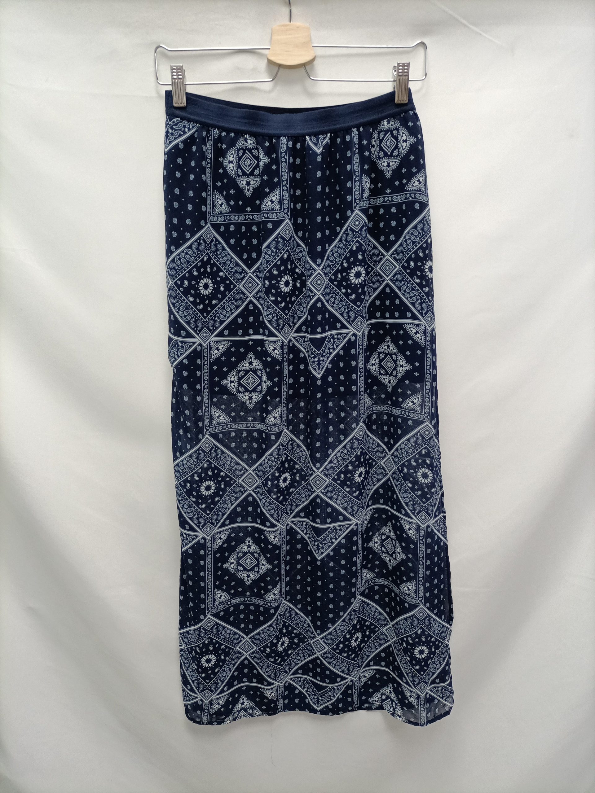 H&M. Falda azul amebas T.38