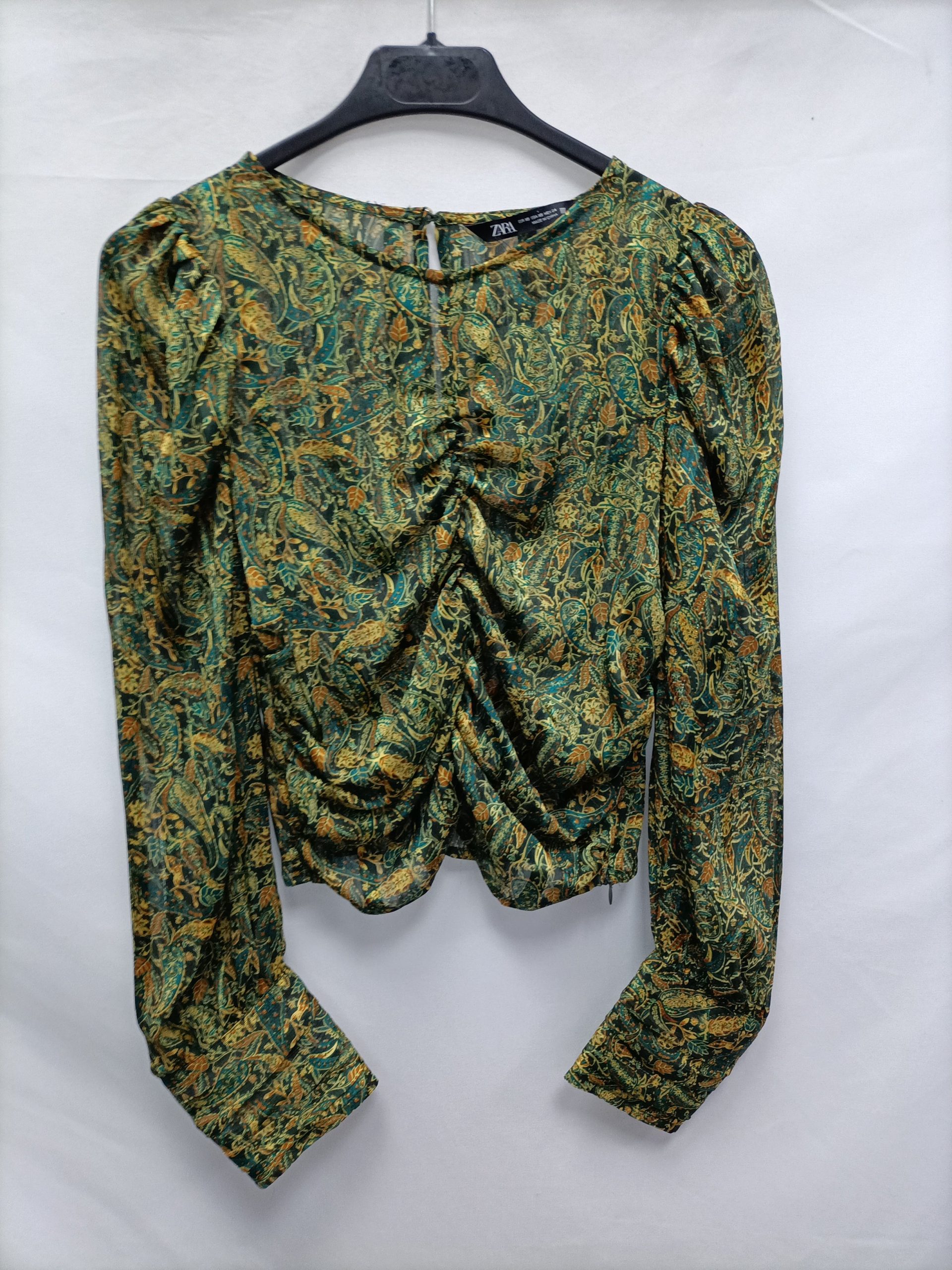 ZARA. Top amebas fruncido T.xs