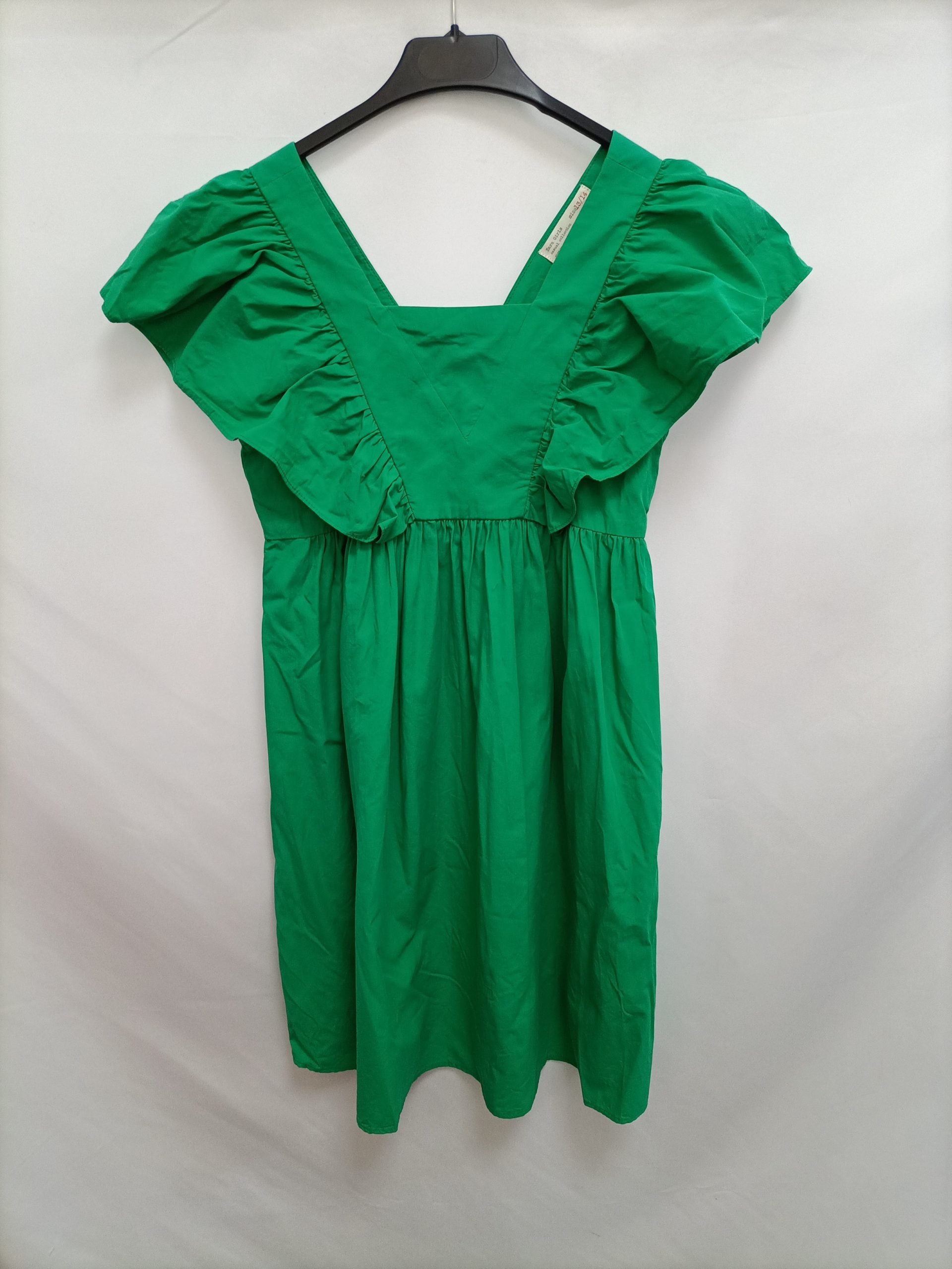 ZARA. Vestido corto verde T.13/14