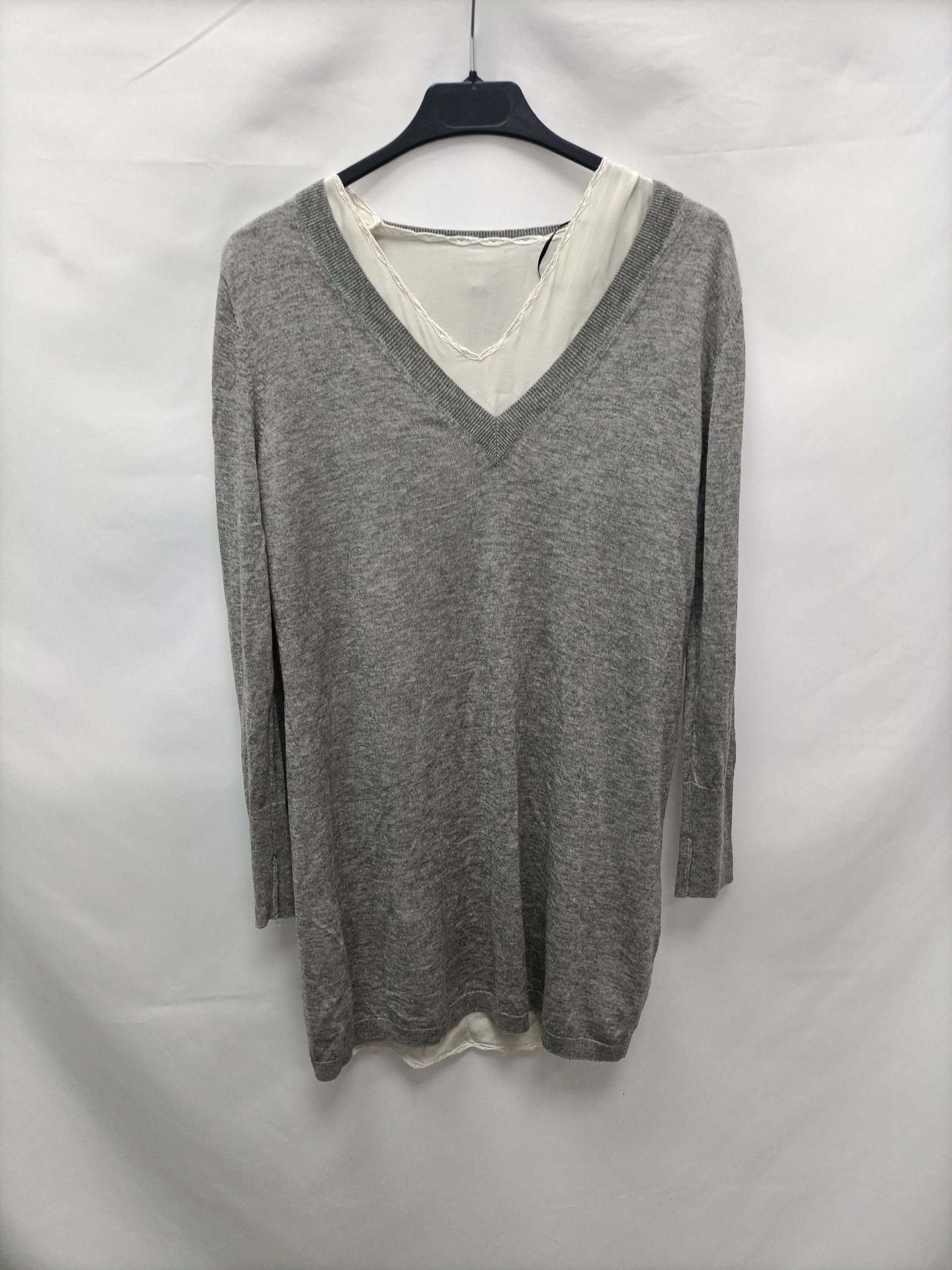 MASSIMO DUTTI.Jersey gris largo T.m