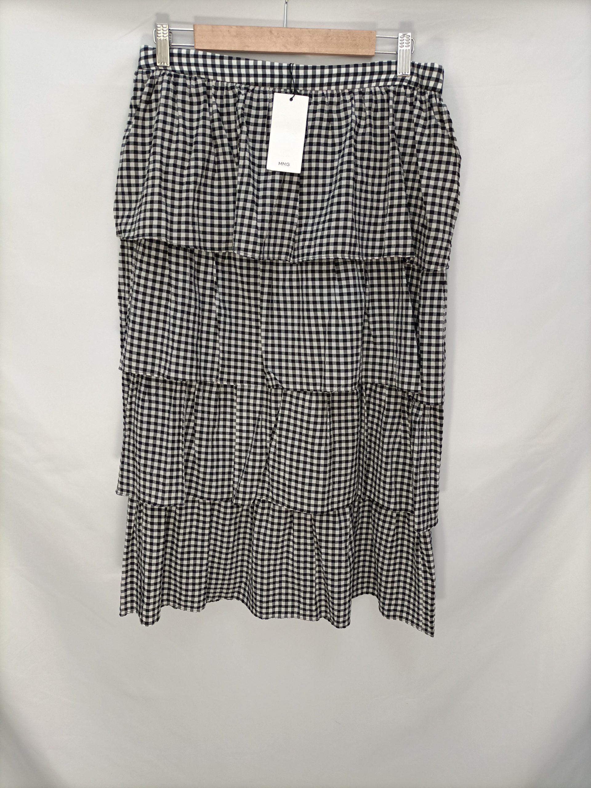 MANGO. Falda midi cuadros T.l