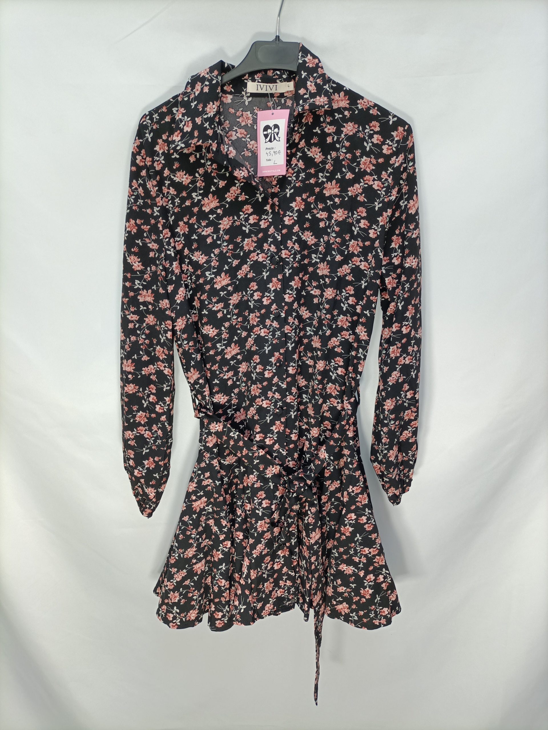 IVIVI. Vestido corto flores T.l