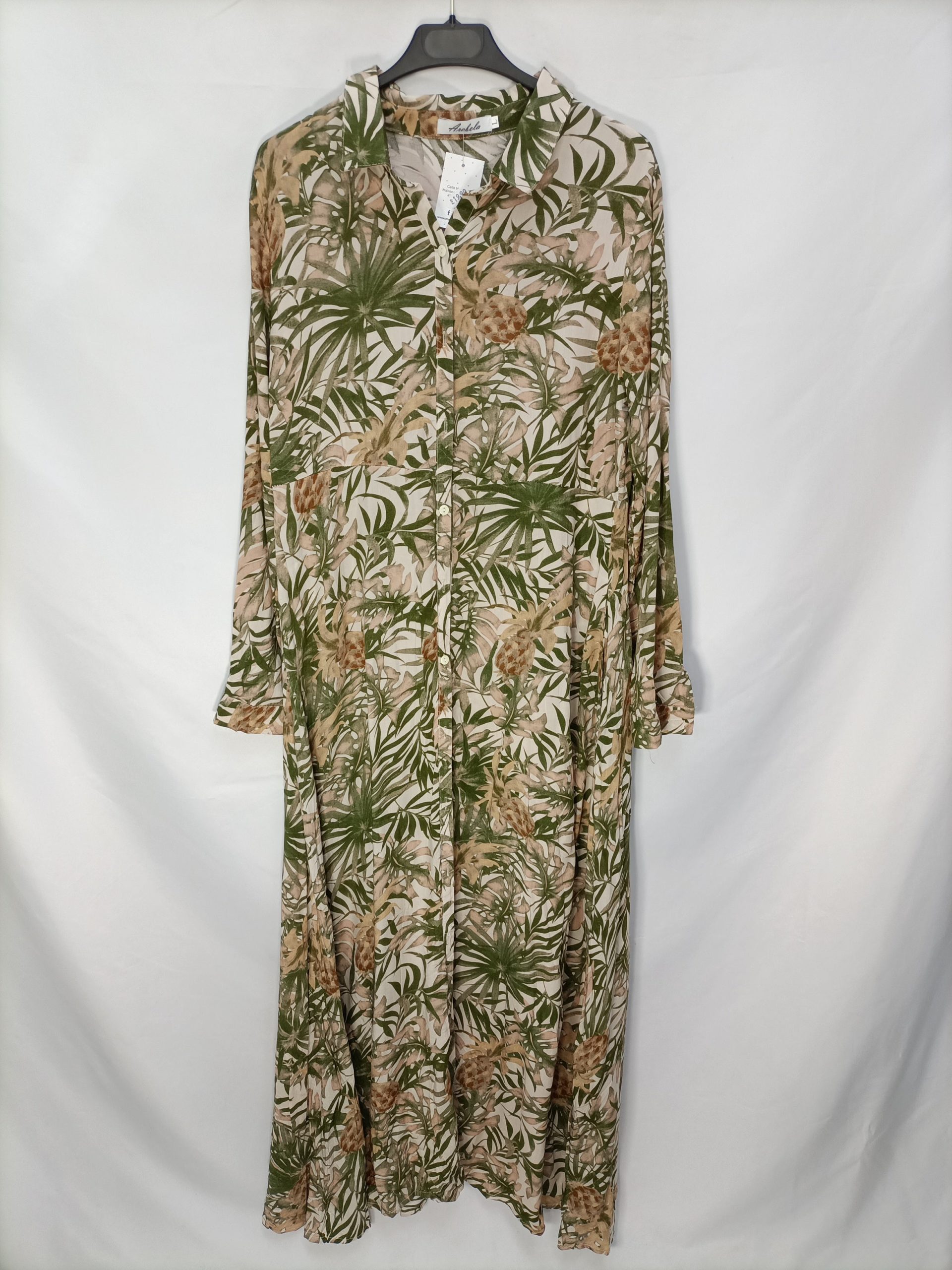 ARAVELA. Vestido camisero hojas T.l