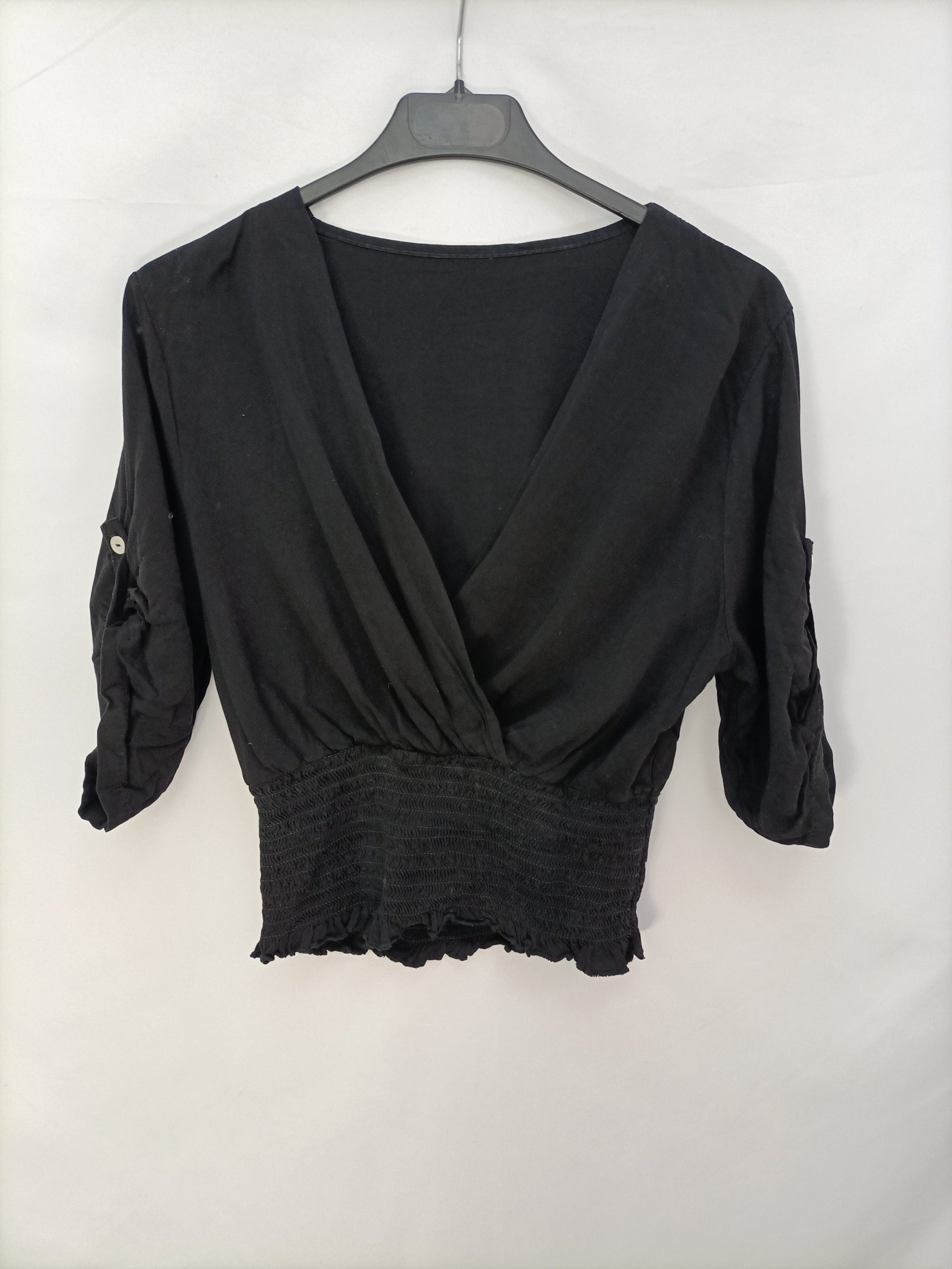 OTRAS. Top negro fruncido T.u(m)