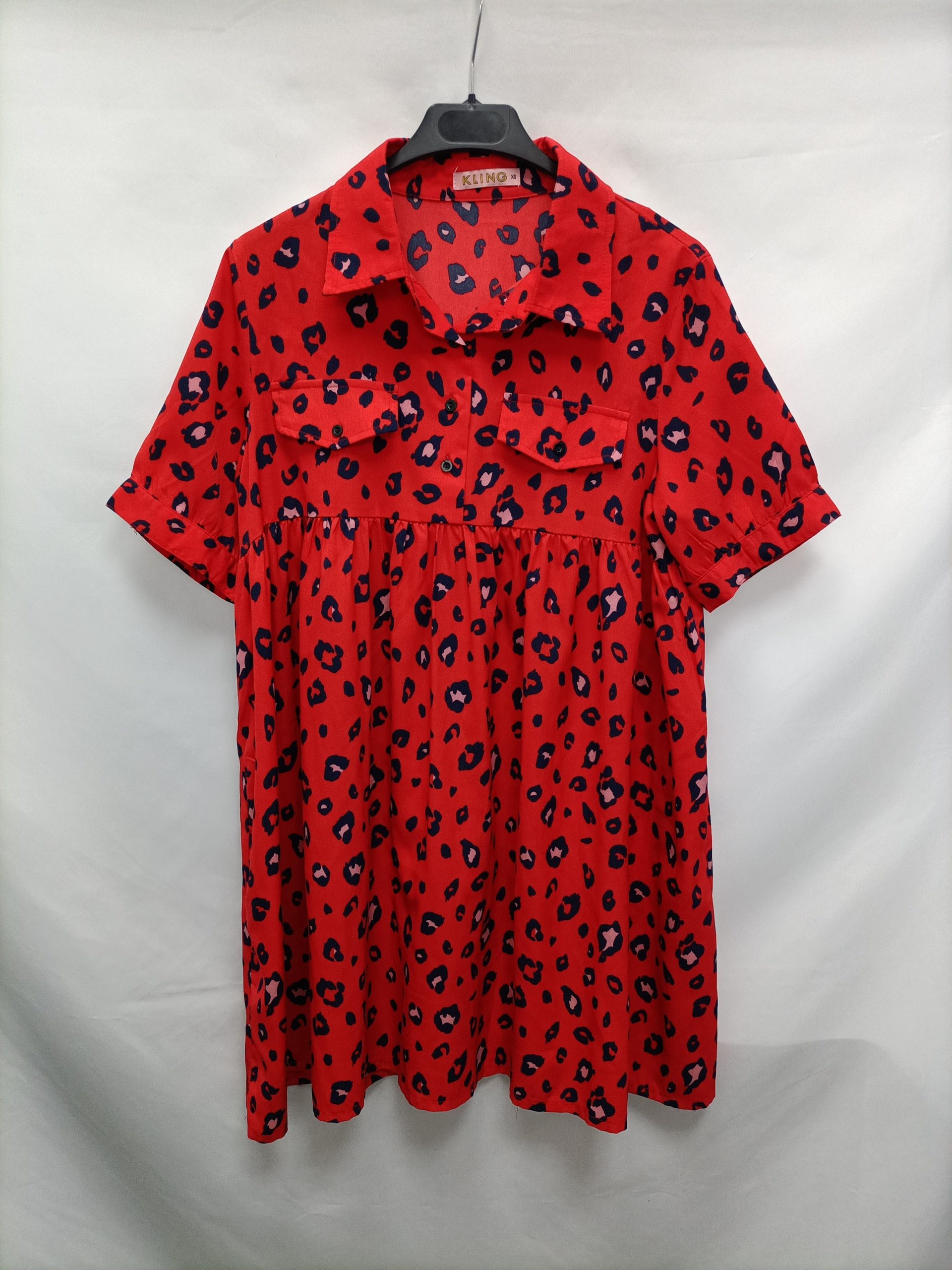 KLING. Vestido rojo animal print T.xs