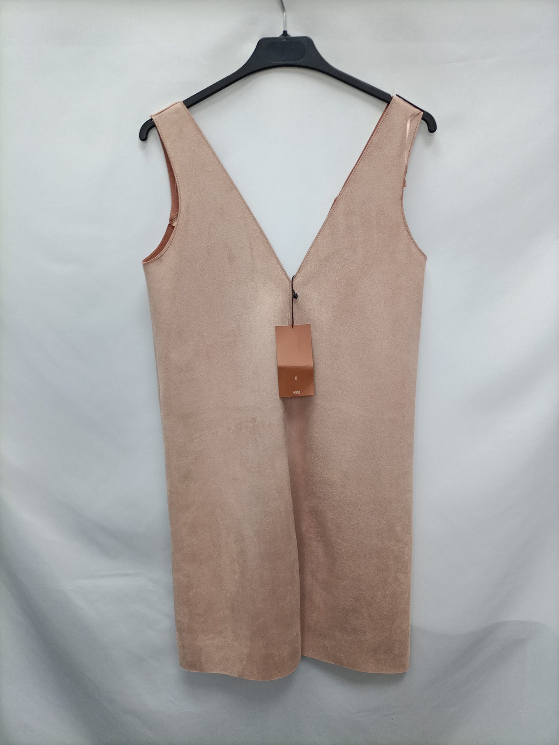 ZARA. Vestido rosa antelina T.m