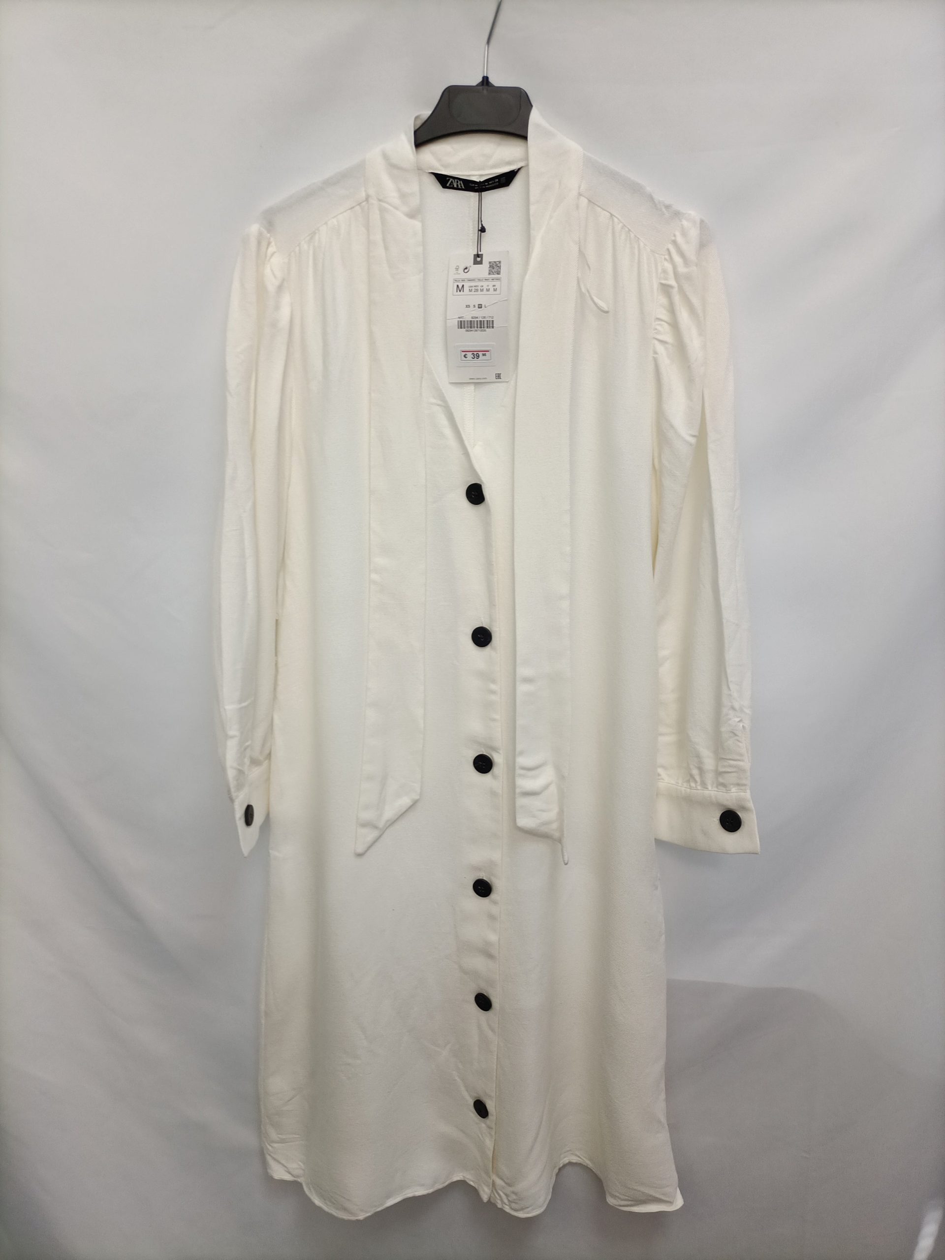 ZARA. Vestido midi blanco crudo T.m