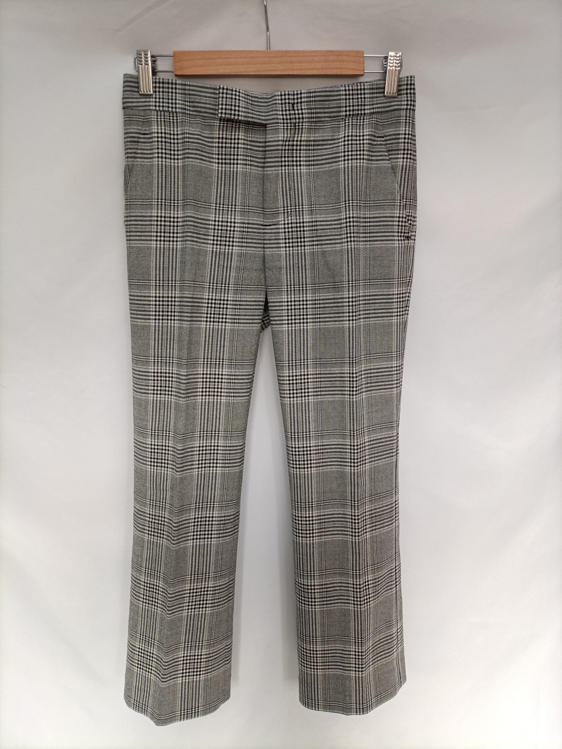 ZARA. Pantalón gris cuadros T.xs