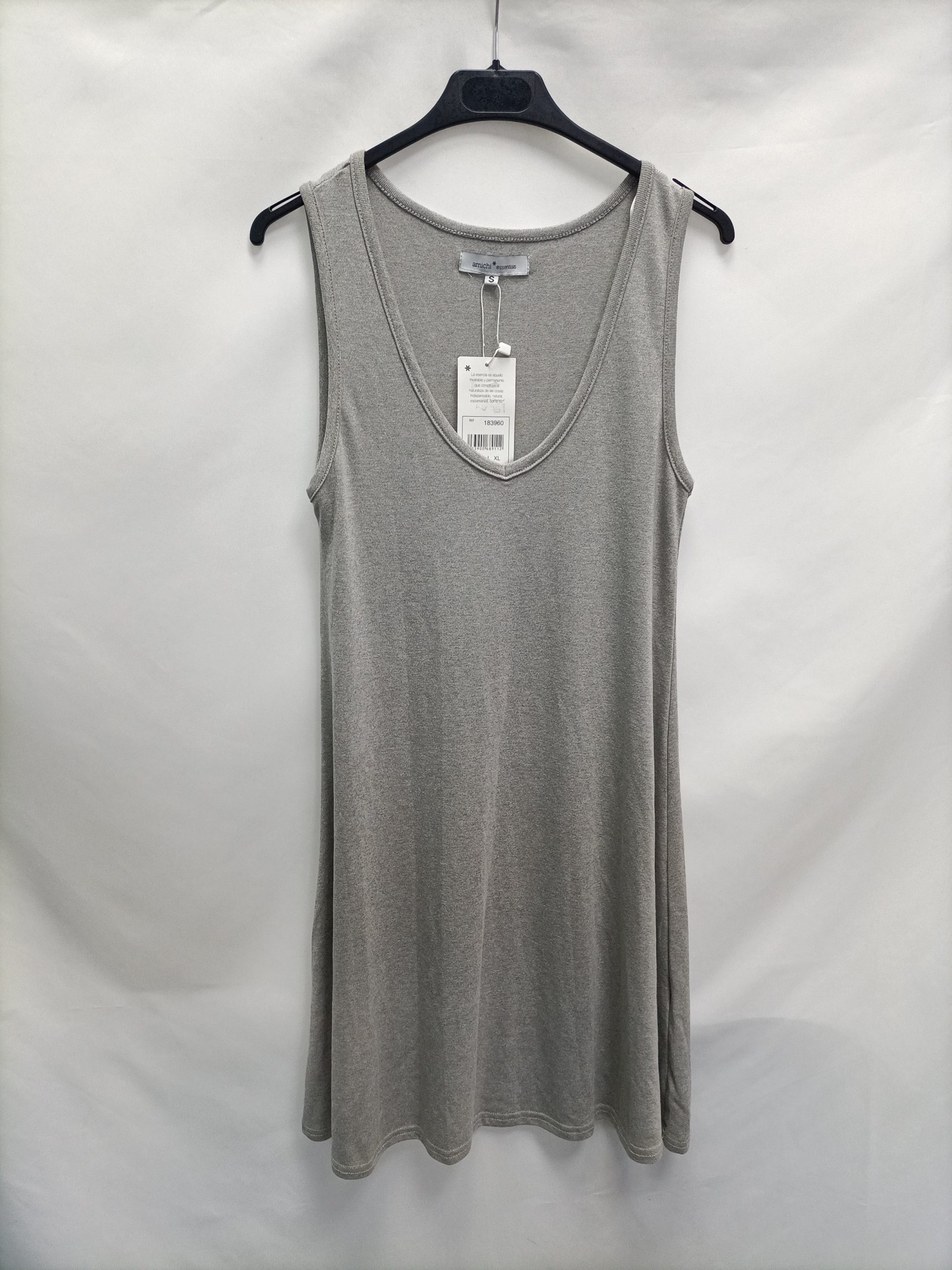 AMICHI.Vestido gris Fluido