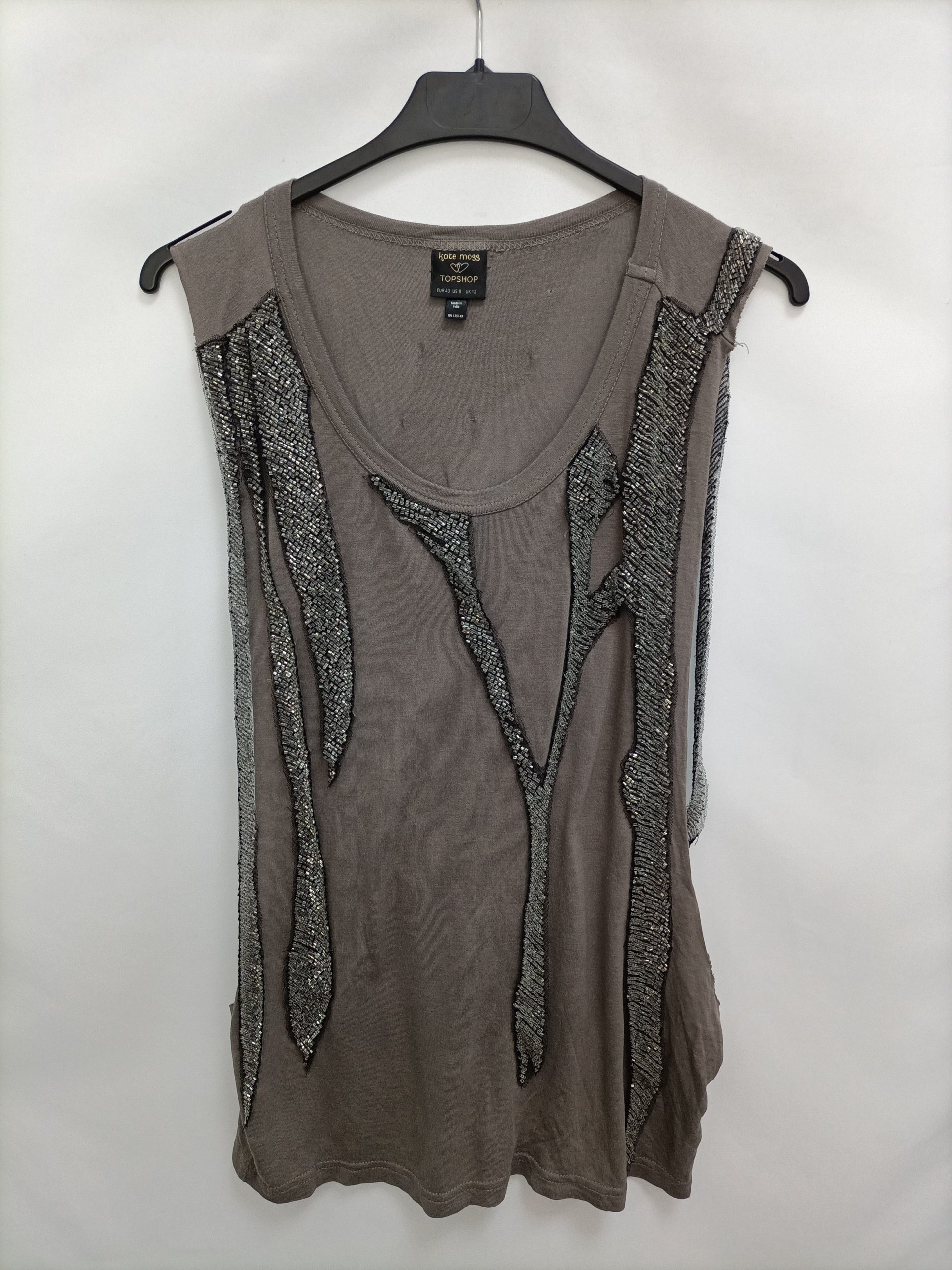 TOPSHOP. Camiseta pedrería T.40