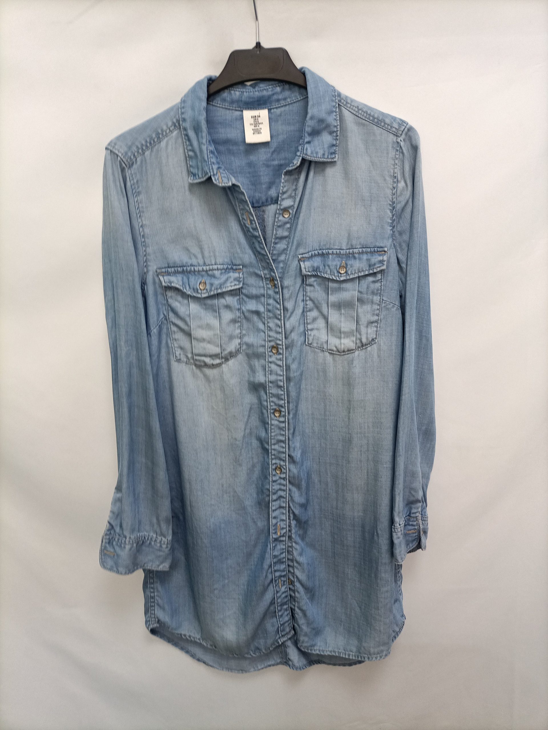 H&M. Vestido/camisa larga denim T.36