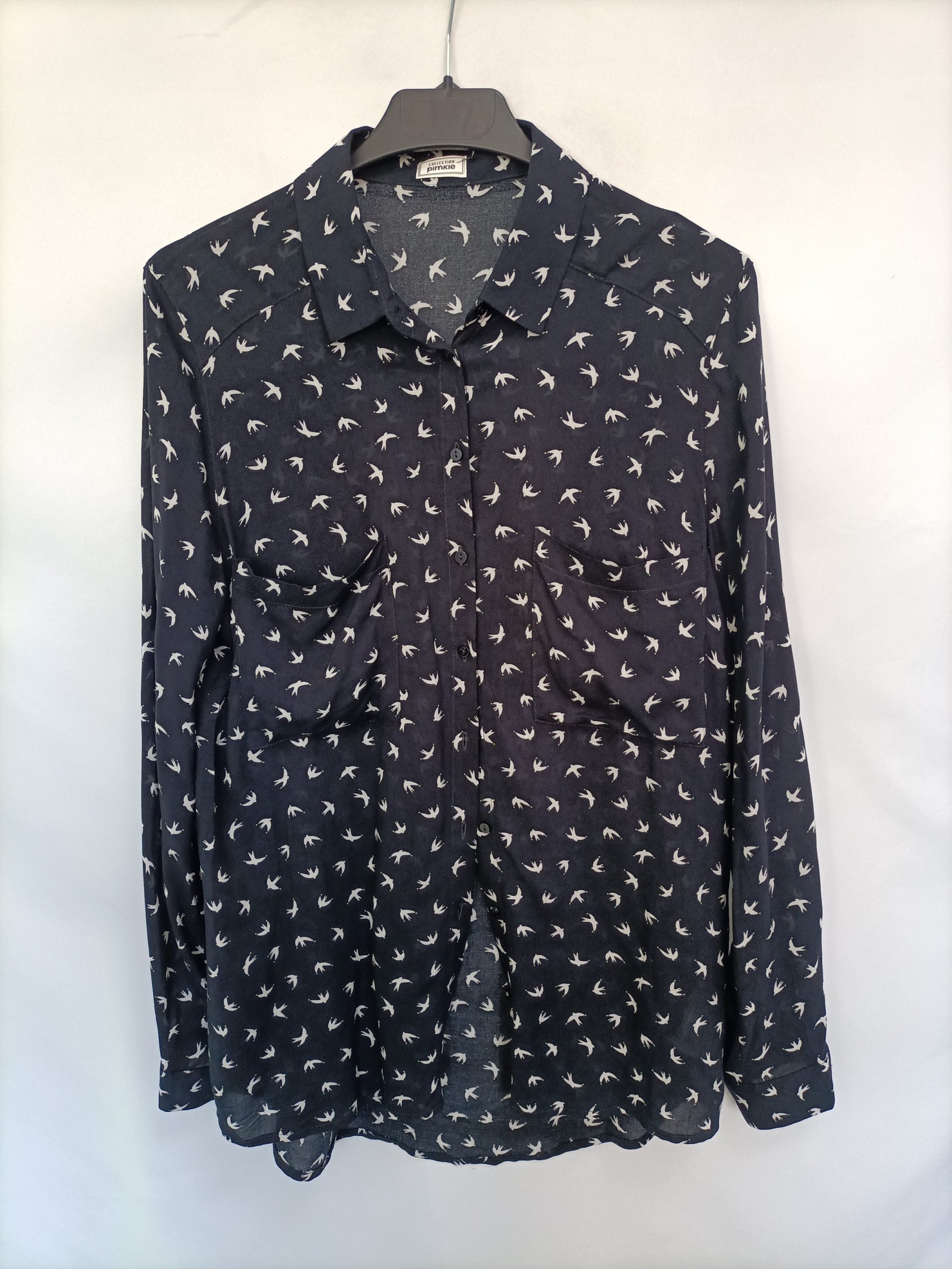 PIMKIE. Blusa azul pájaros T.s