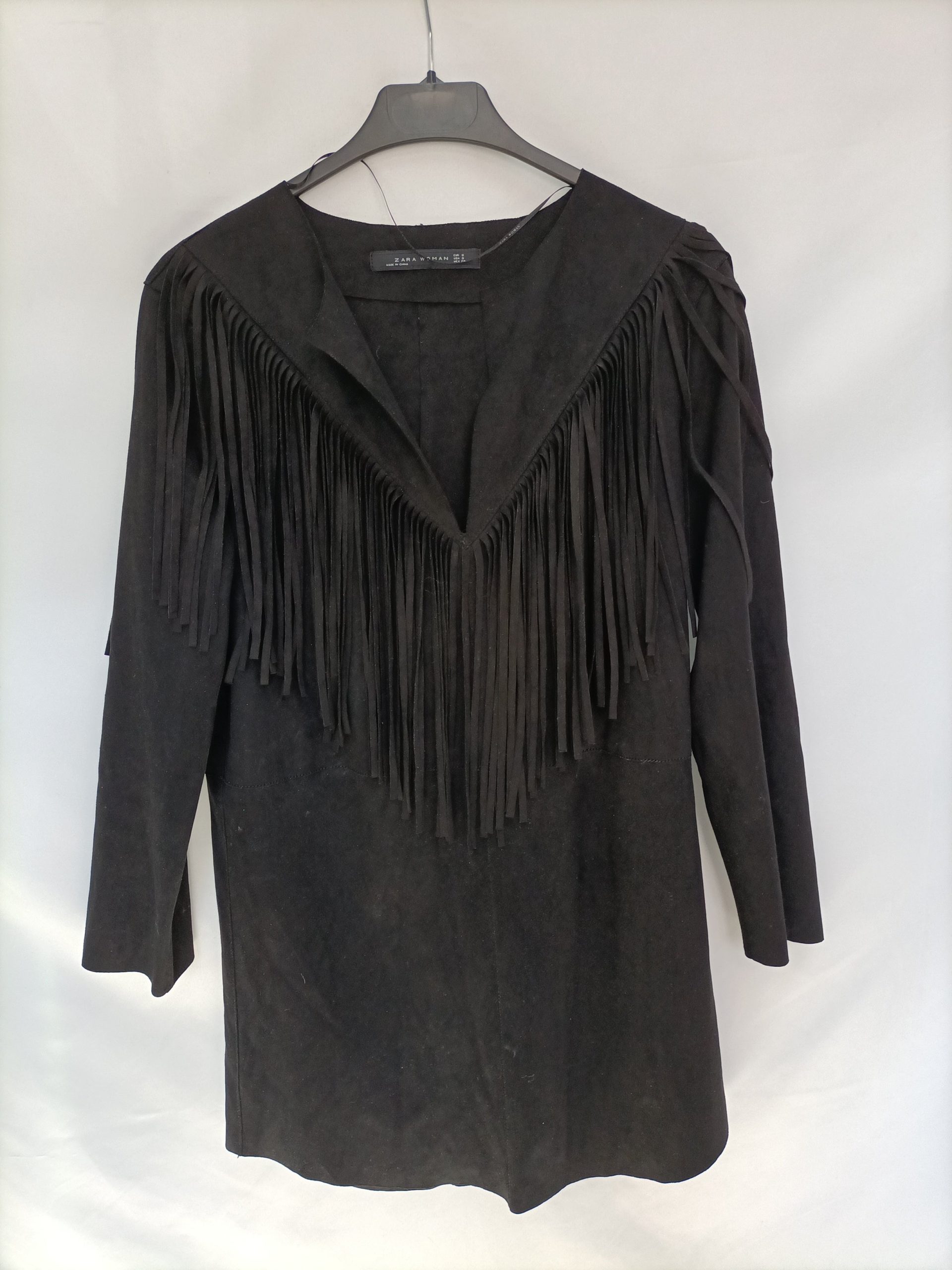 ZARA.Vestido antelina flecos T.s