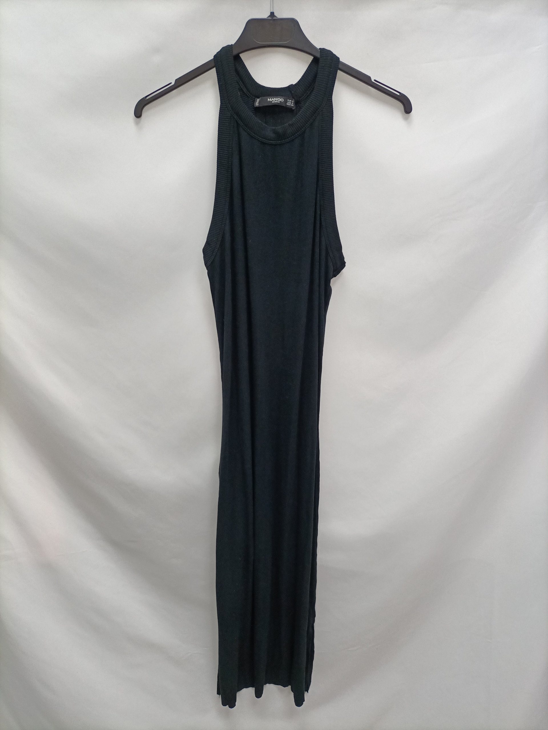 MANGO. Vestido midi Negro T.s