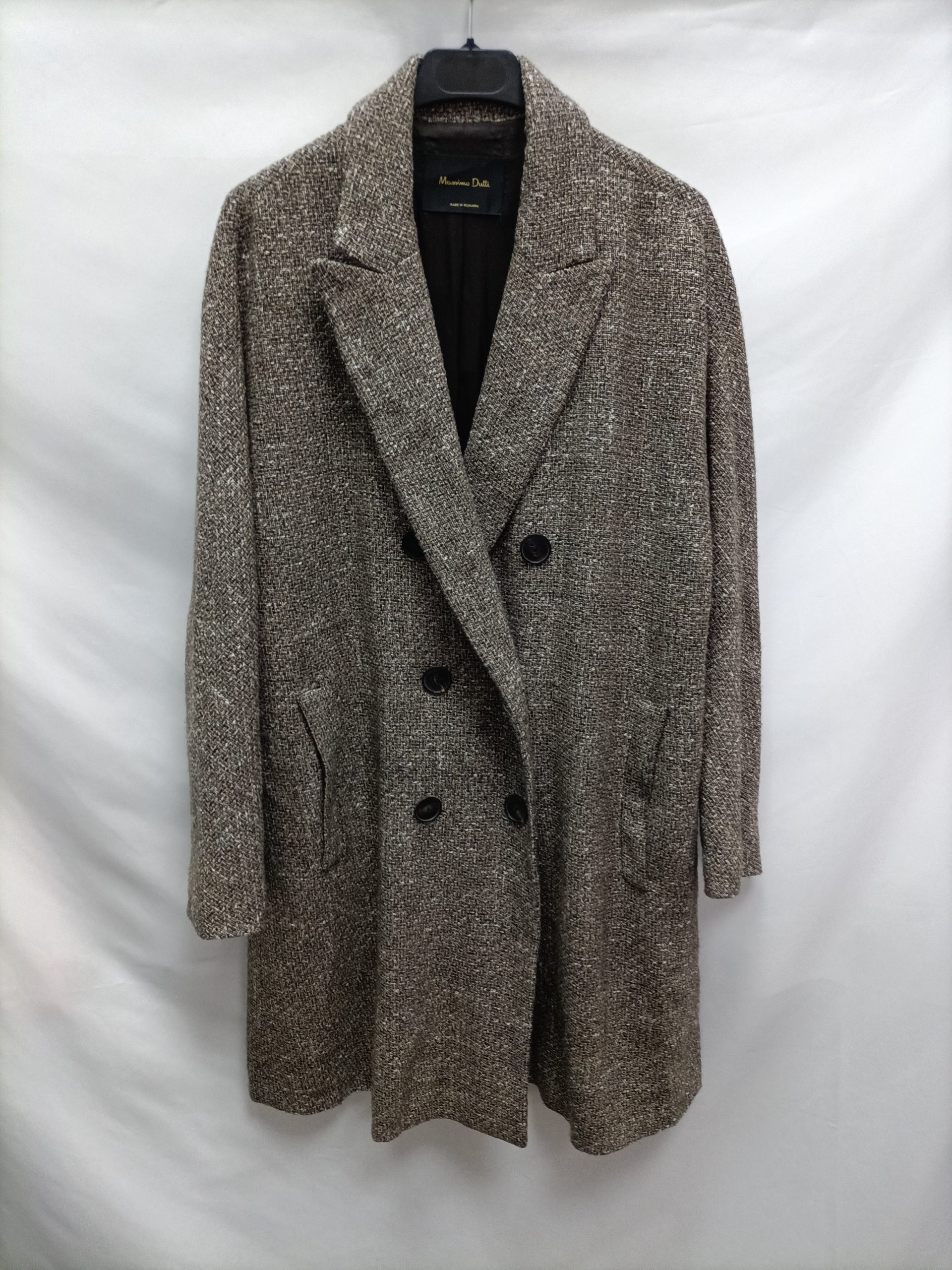 MASSIMO DUTTI. Abrigo fluido tweed T.m