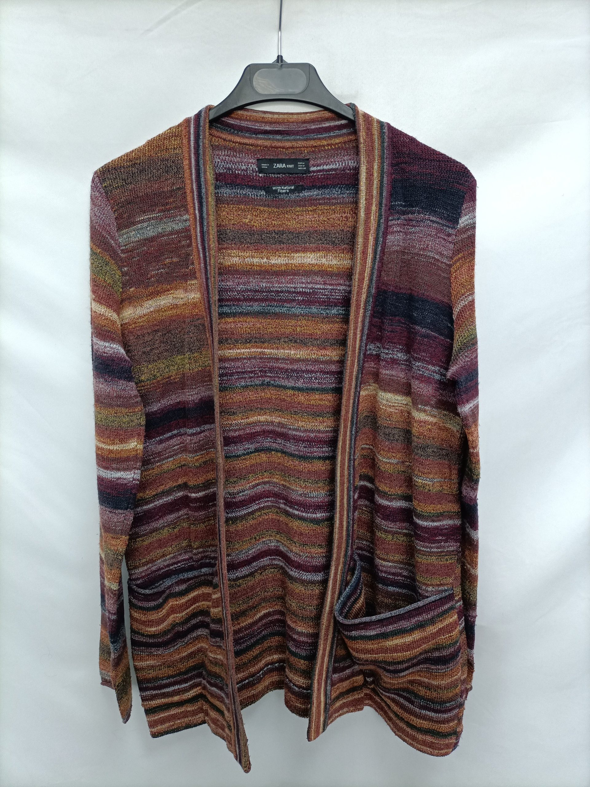 ZARA. Cárdigan rayas tonod tierra T.m