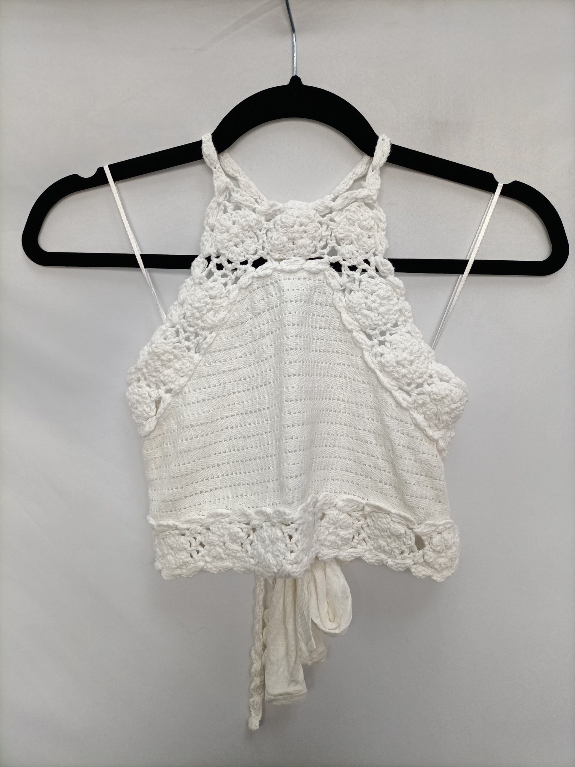 PULL&BEAR. Top blanco croché T.m