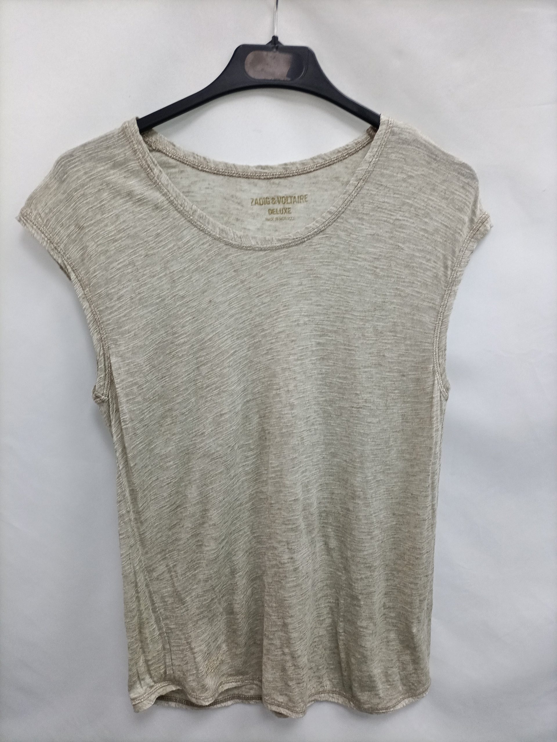 ZADIG& VOLTAIRE. Camiseta beige hilos T.s