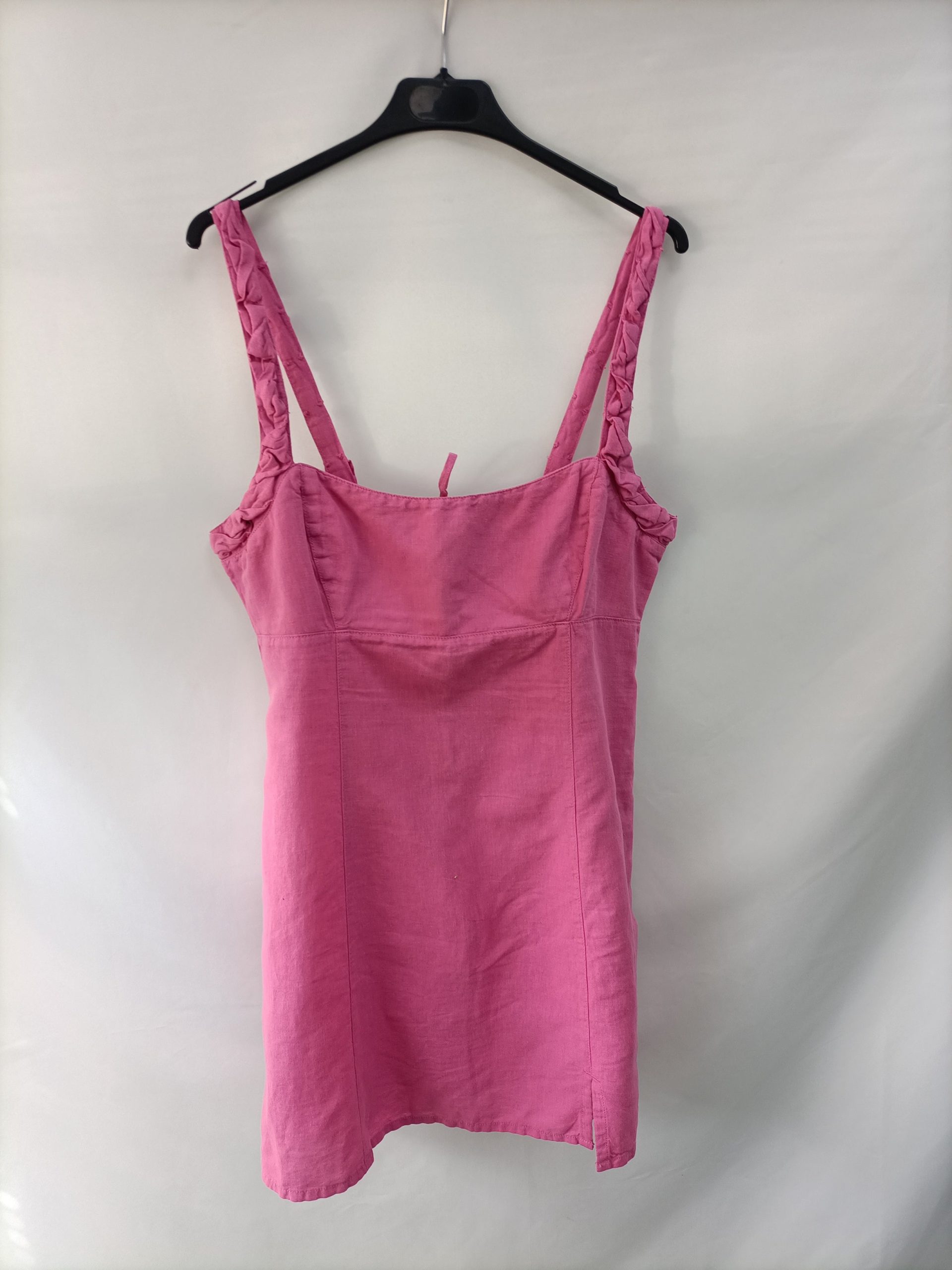 ZARA. Vestido lino rosa T.l