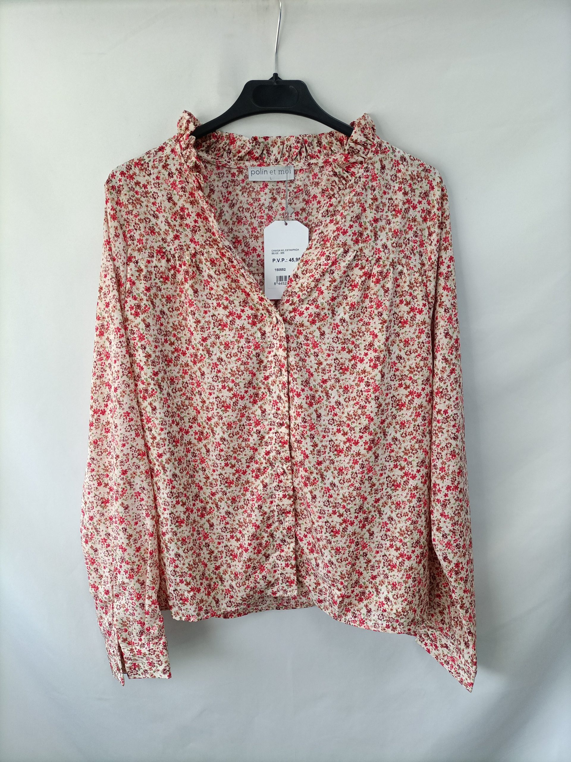 POLIN ET MOI. Blusa beige flores T.l