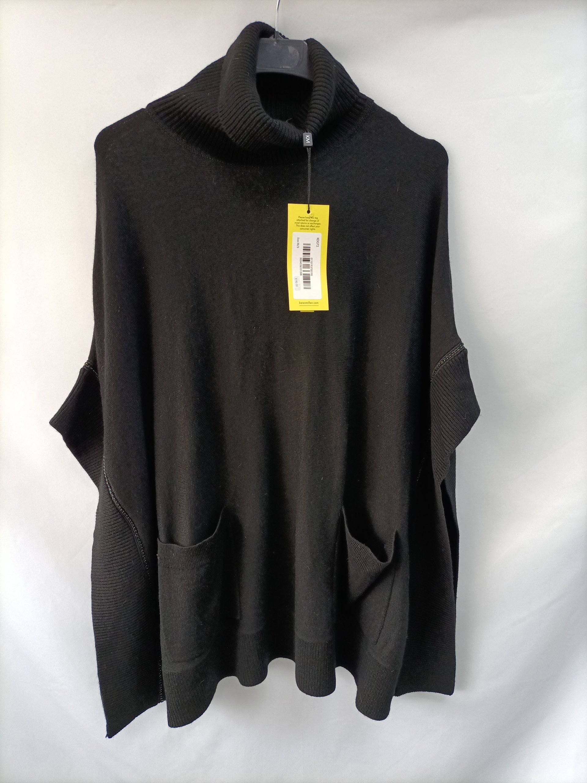 KAREN MILLEN. Poncho punto negro T.xs/s
