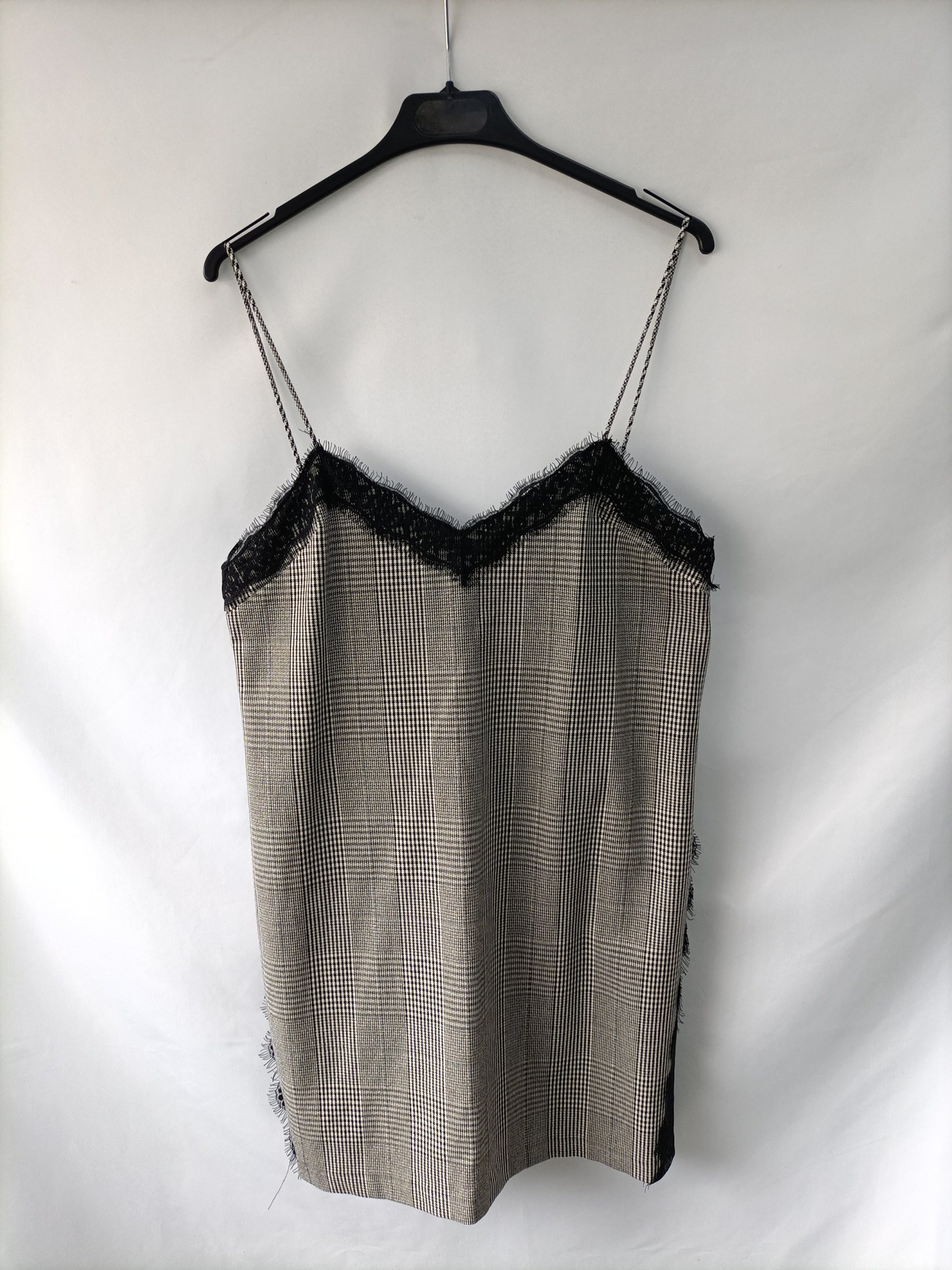 ZARA. Vestido lencero cuadros  T.m