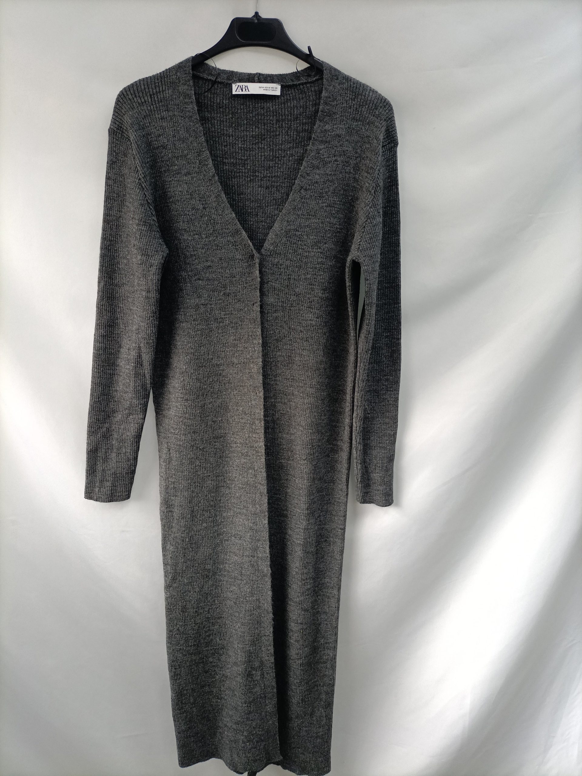 MARKET.ZARA. Cárdigan largo gris T.m