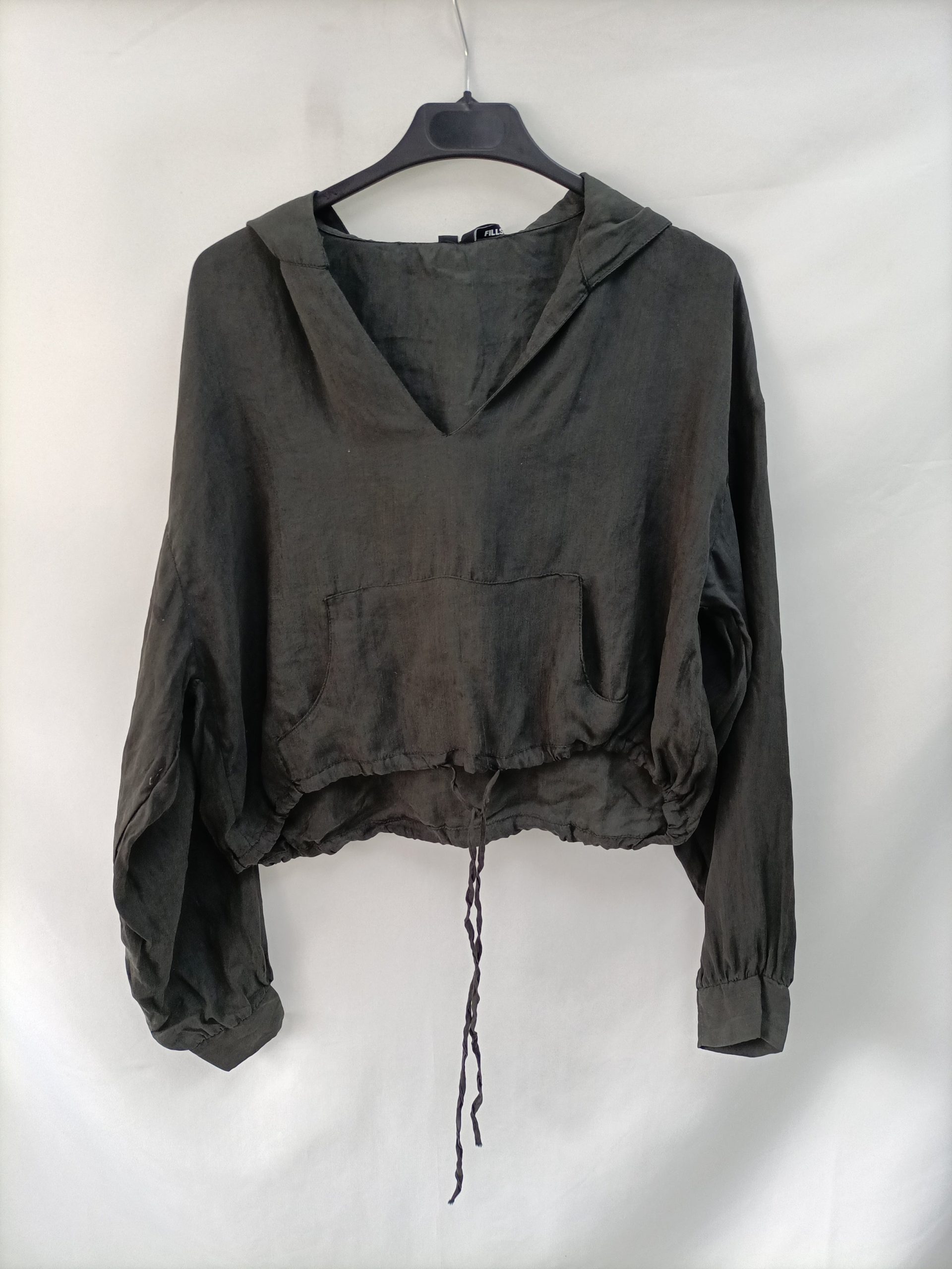 ZARA. Top gris Capucha T.m