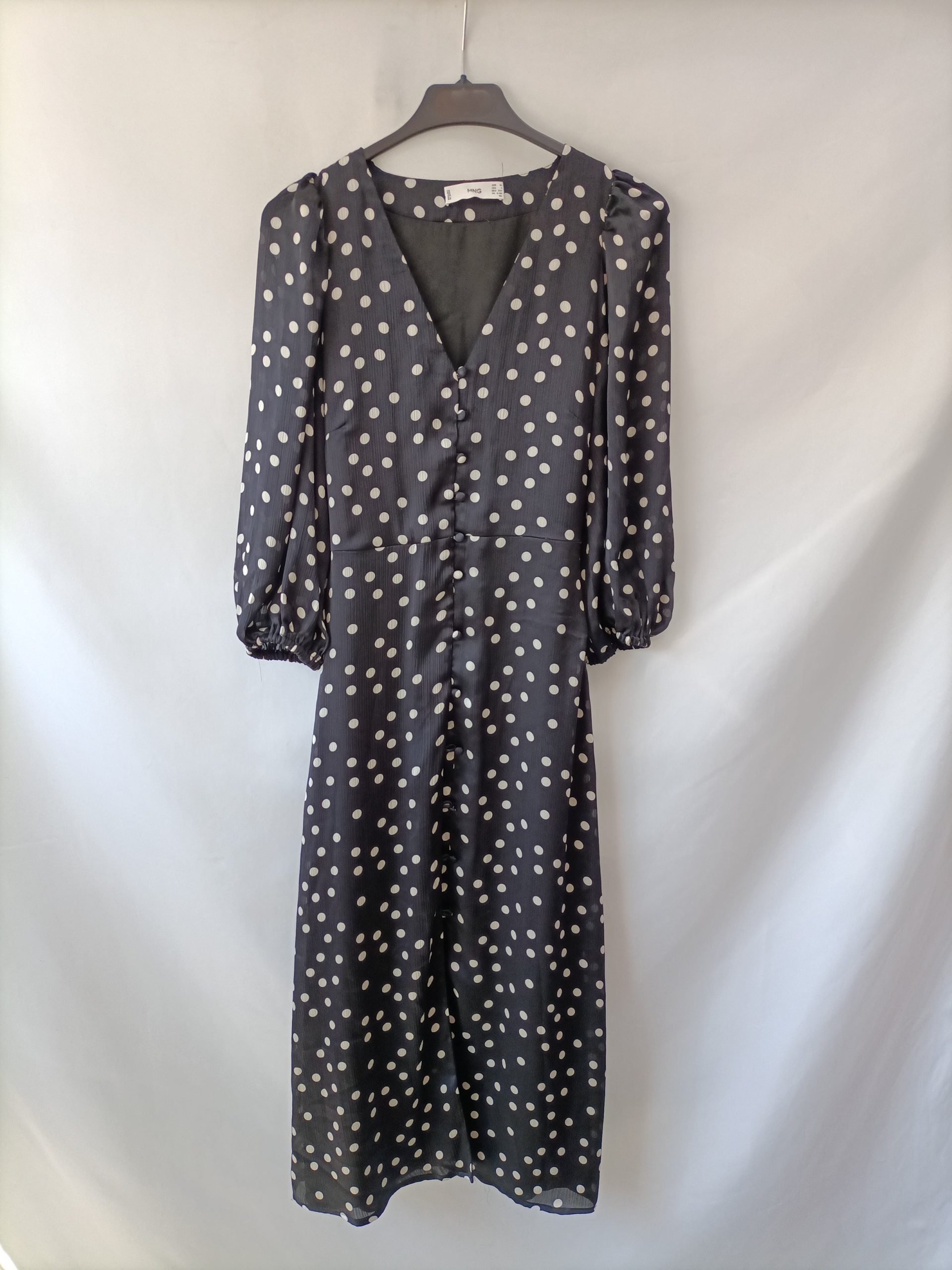 MANGO. Vestido midi lunares T.xs