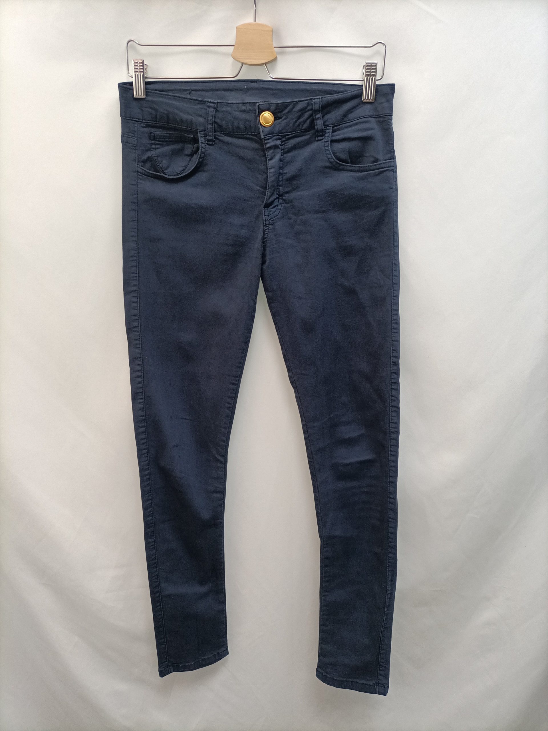DENIM HALL. Pantalon azul marino bolsillos lentejuelas T. 40 (cintura 38)