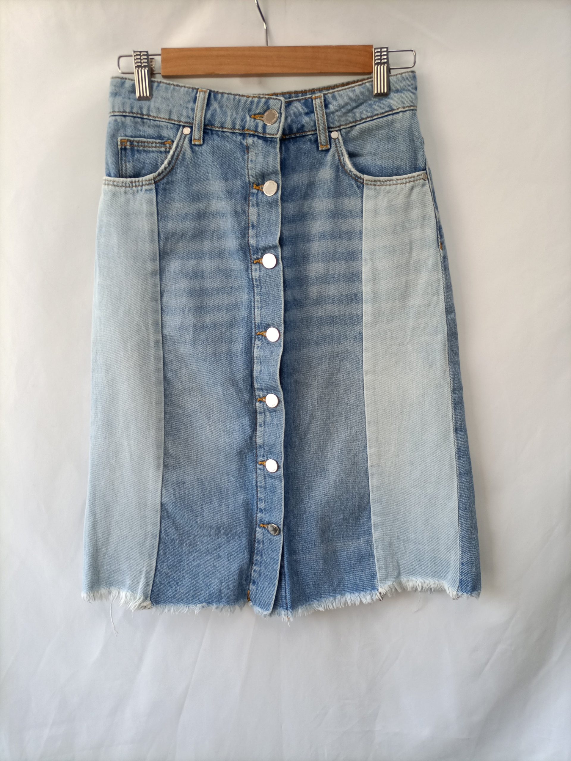 MANGO.Falda vaquera bicolor T.xs