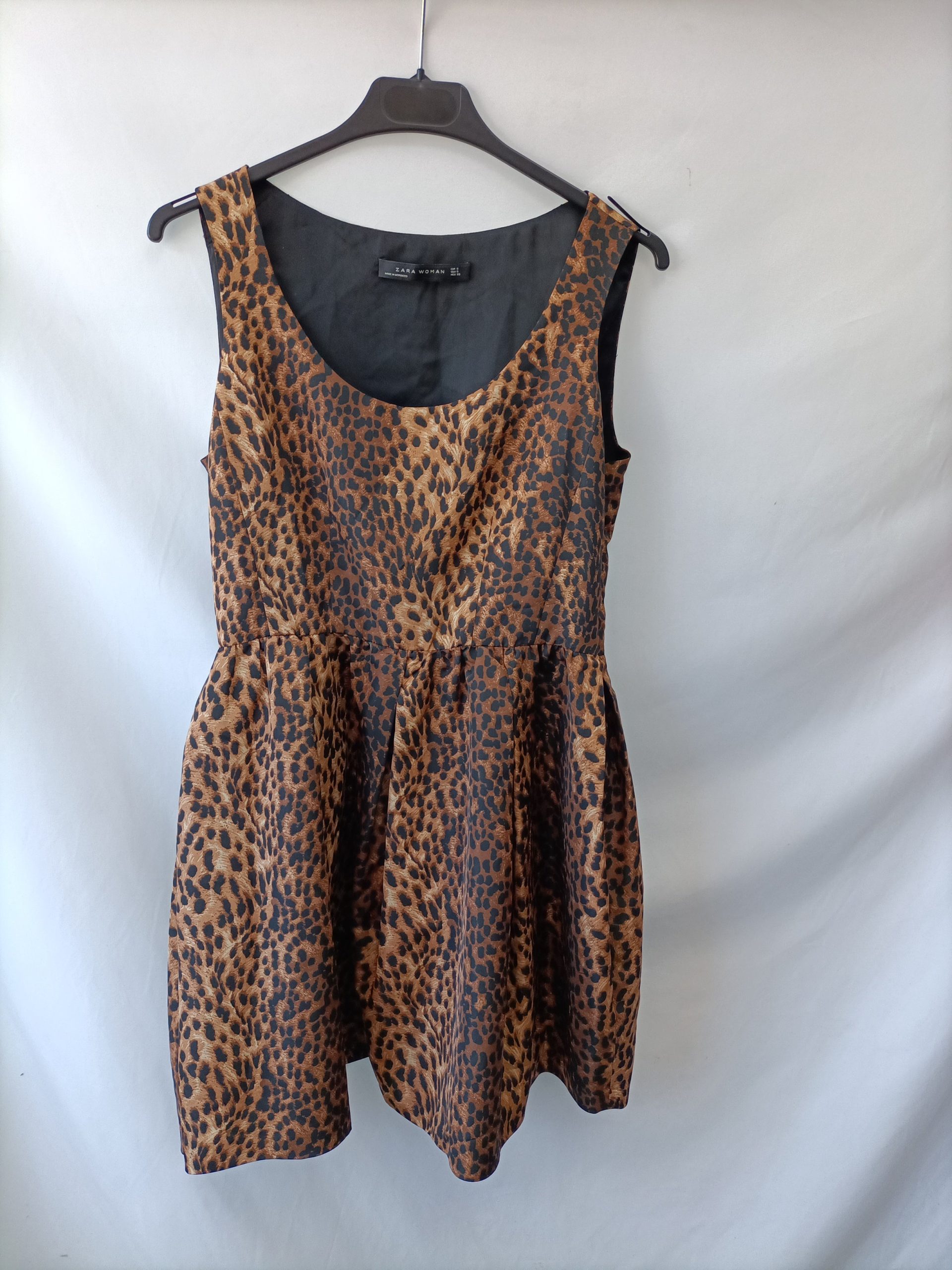 ZARA.Vestido semiestructurado animal print T.s