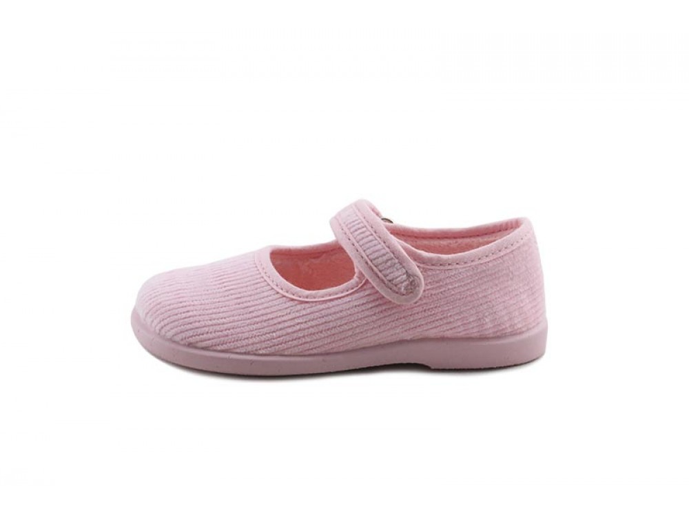 Mercedita para casa en pana rosa con velcro Vul-Ladi