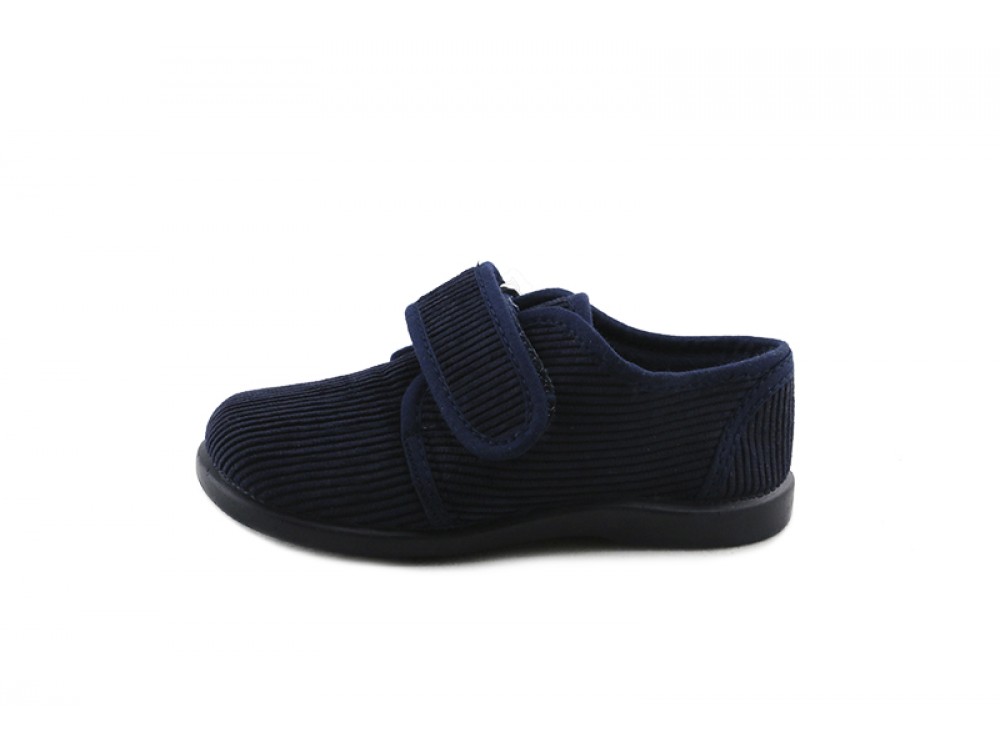 Zapatilla de pana azul con velcro Vul-Ladi