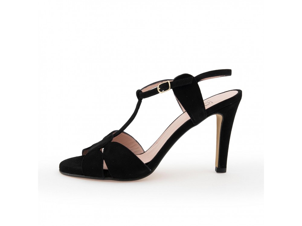 Sandalia de tacón ante negro 18154 de Joni