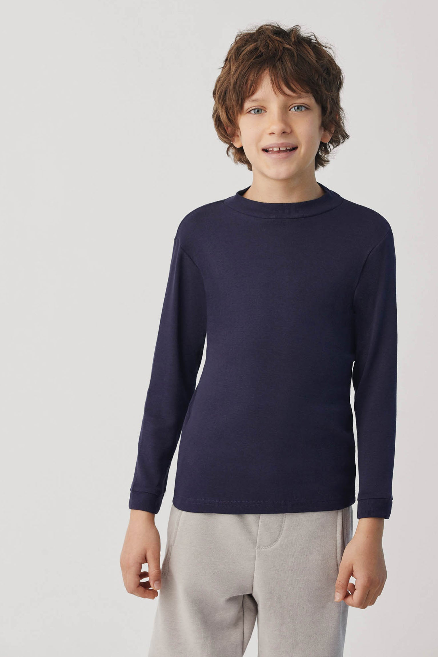 Camiseta cálida manga larga cuello semicisne marino