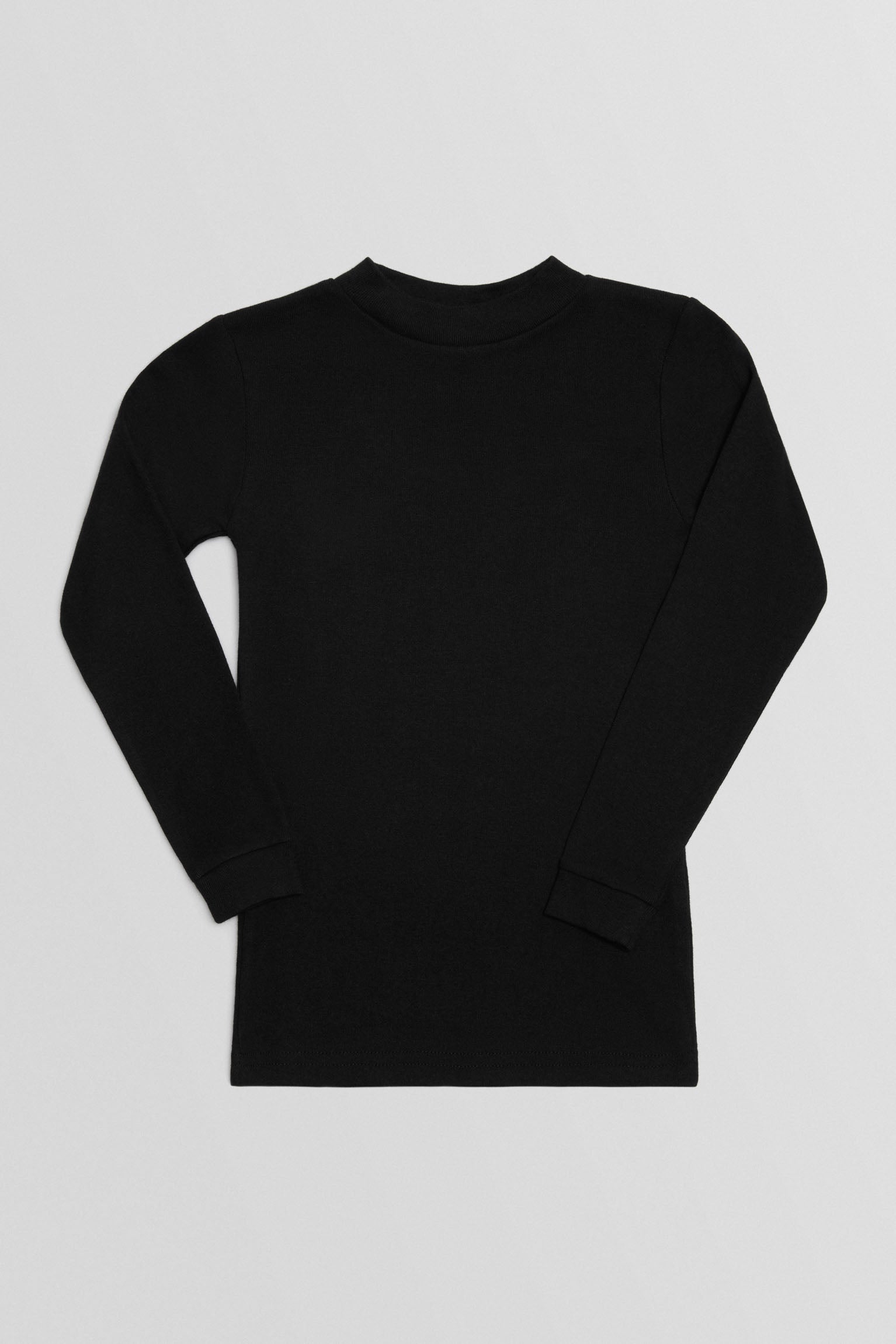 Camiseta cálida manga larga cuello semicisne negra