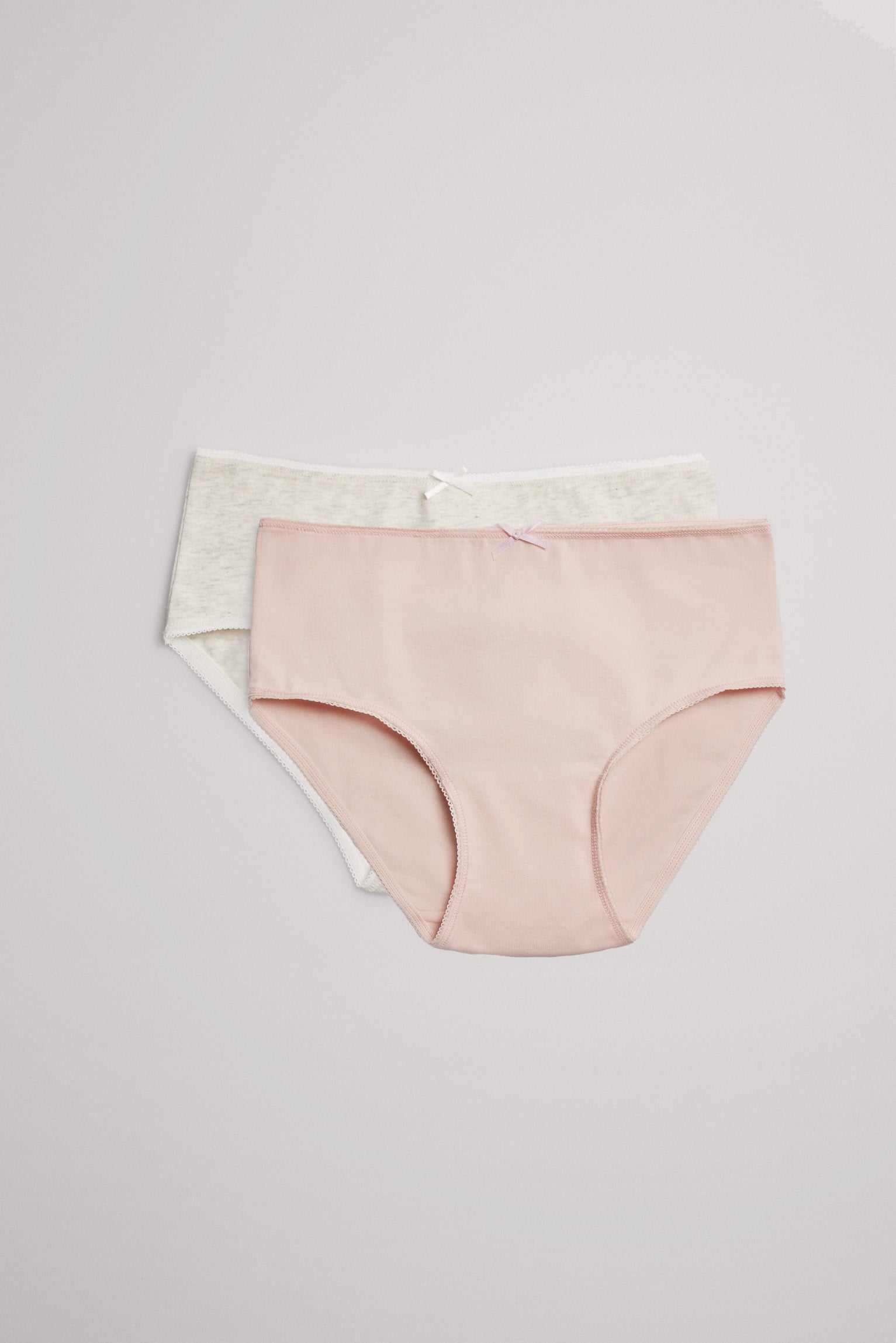 Pack de 2 braguitas de niña algodón con lazo gris y rosa