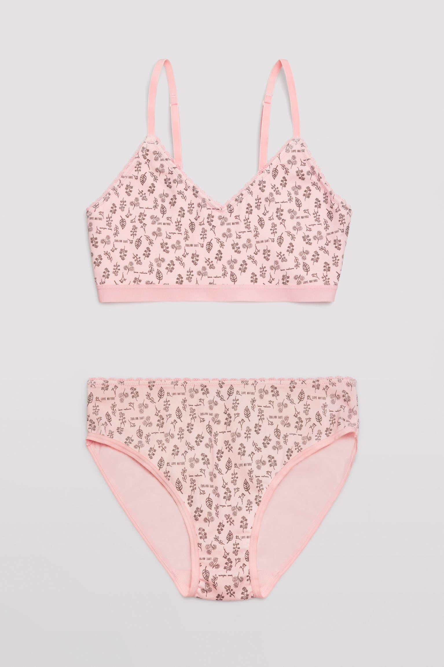 Conjunto top y braga de algodón estampado floral