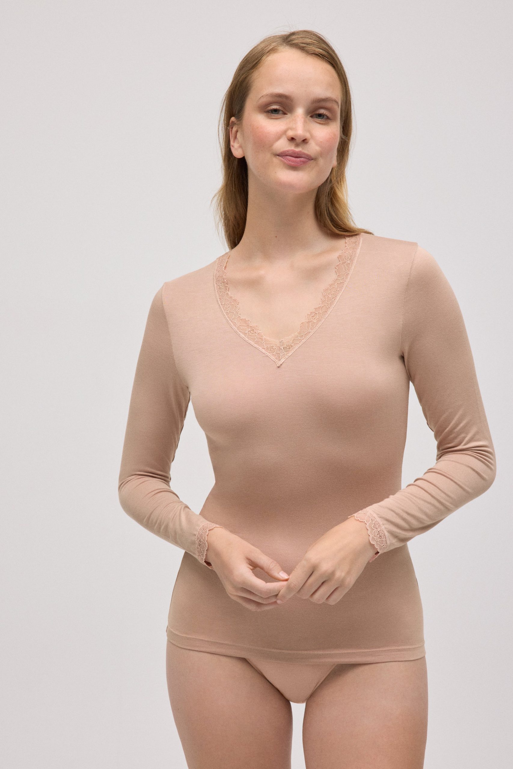 Camiseta interior manga larga bambú nude