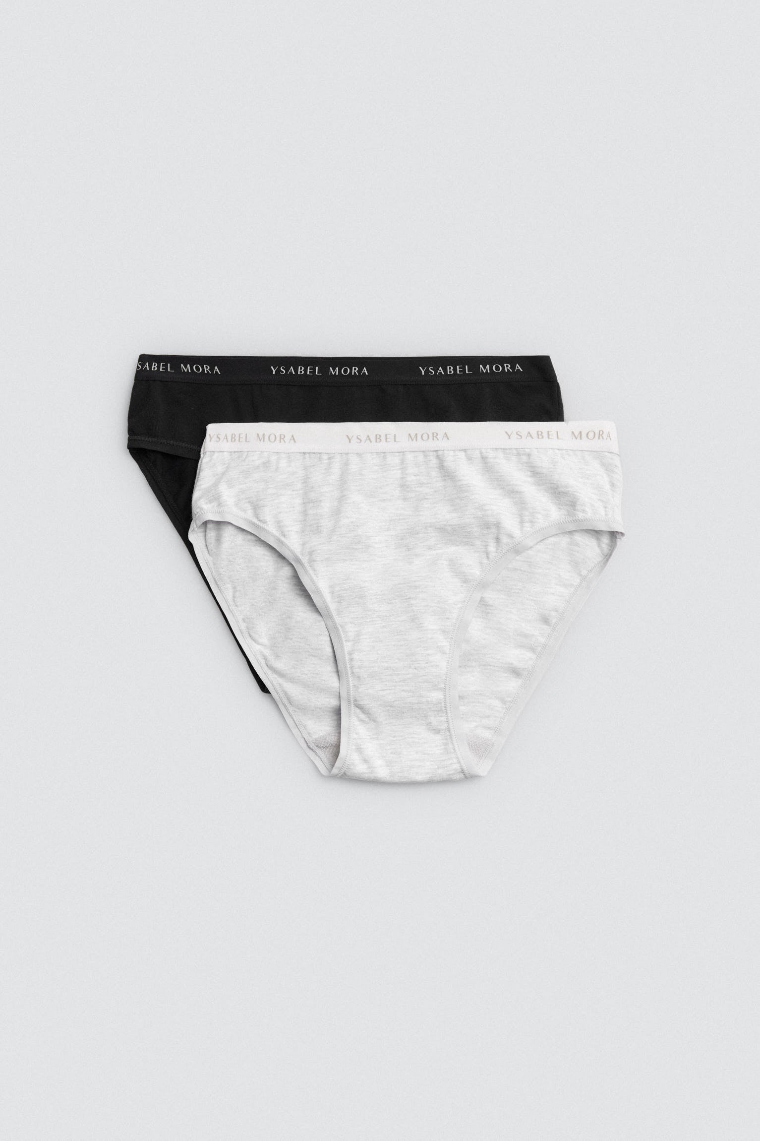 Pack 2 bragas midi básicas algodón negro y gris