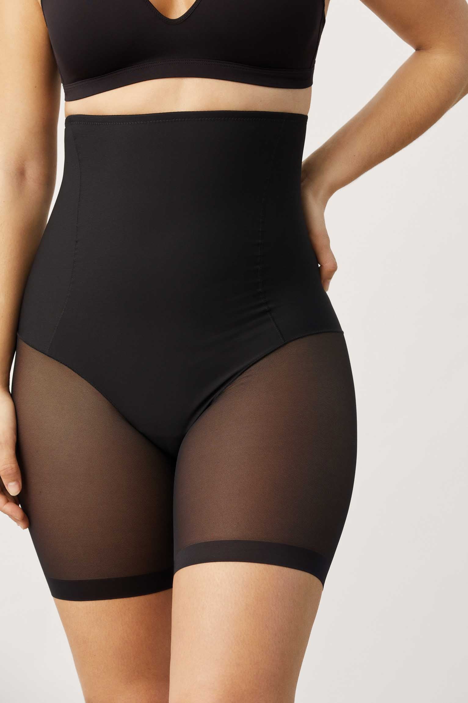 Faja alta abdominal reductora tejido de tul compresión media negro