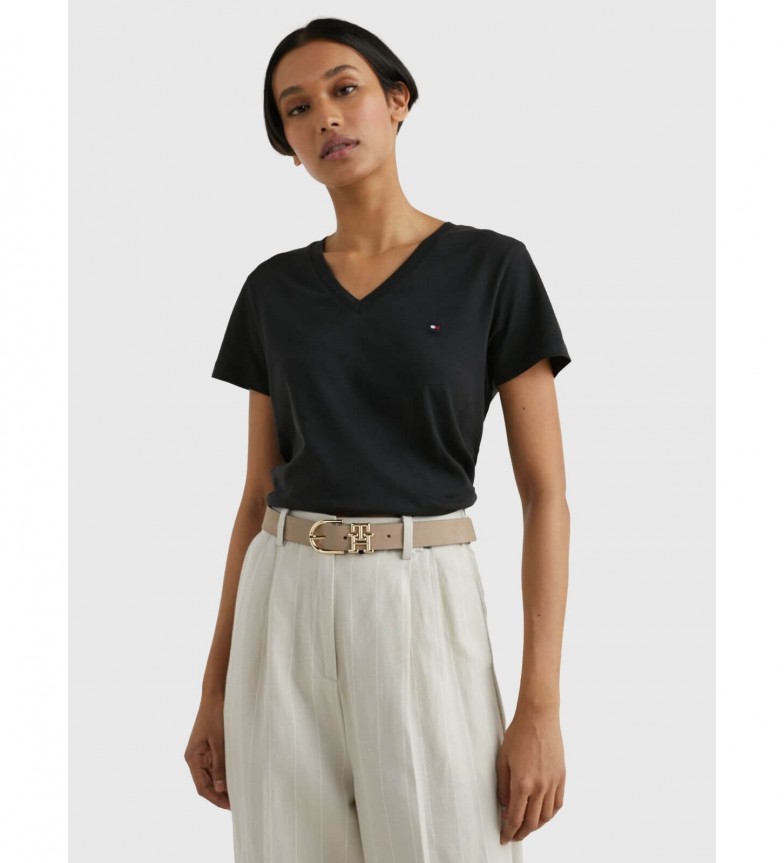 Tommy Hilfiger Camiseta Heritage Cuello V negro