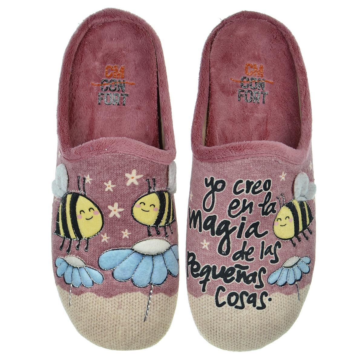 20371 Cmconfort Zapatilla Casa Acolchada Suela Goma Mujer