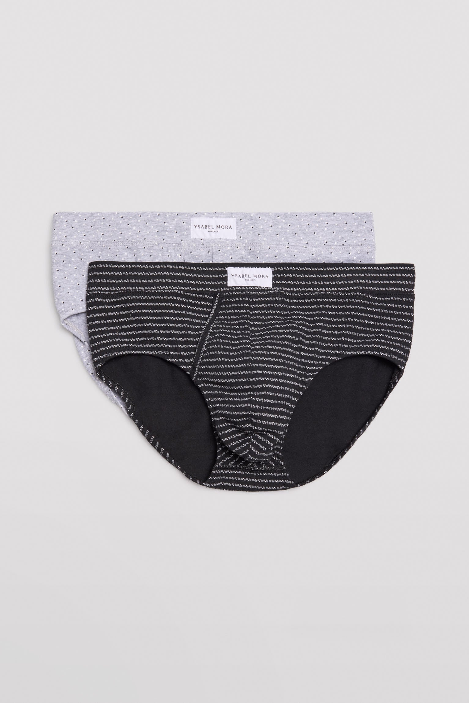 Pack de 2 slip algodón con abertura estampados gris y negro