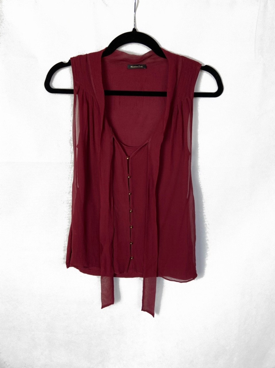 MASSIMO DUTTI. Top burdeos lazada T.XS