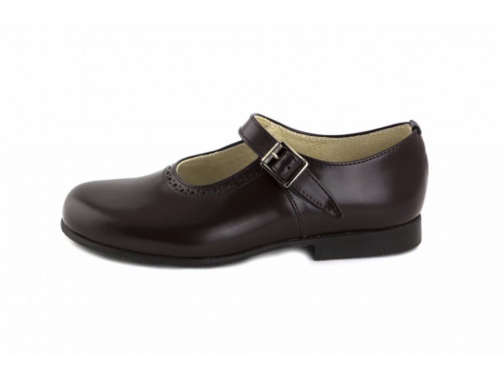 Mercedita hebilla piel marrón brillante 219 Jeromín